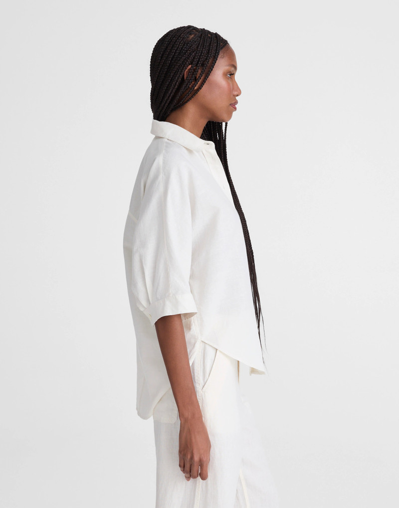 Relaxed Pleat-Sleeve Button-Up Shirt 4