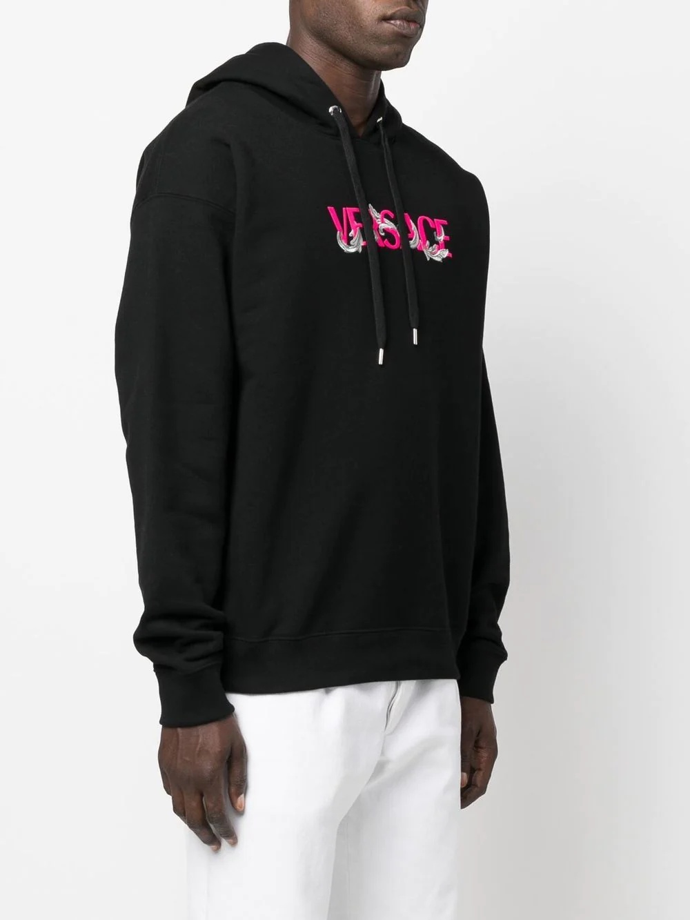 logo-embroidered drawstring hoodie - 3