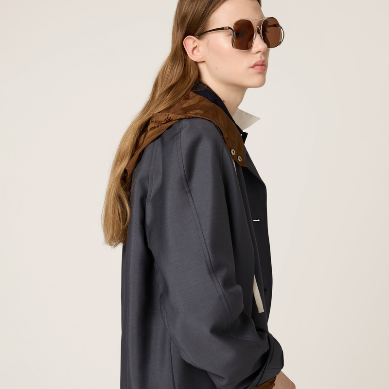 Single-breasted kid mohair and technical pongé coat 5