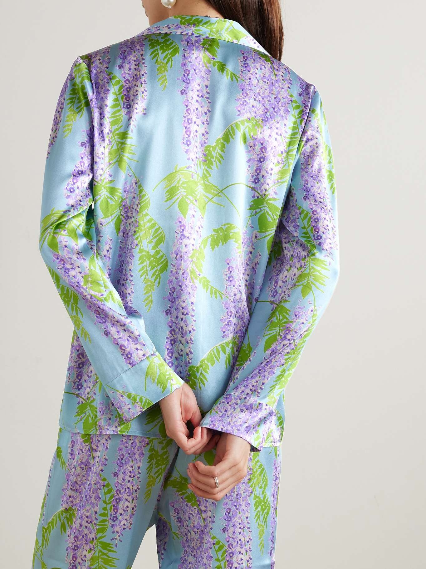 Louis floral-print stretch-silk pajama shirt - 3