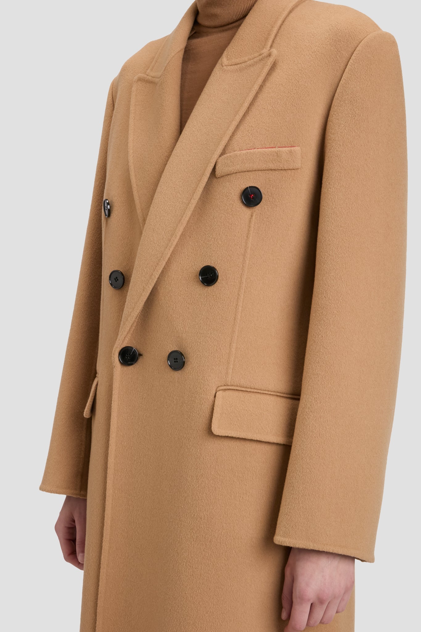 Double Faced Overcoat In Camel - 4