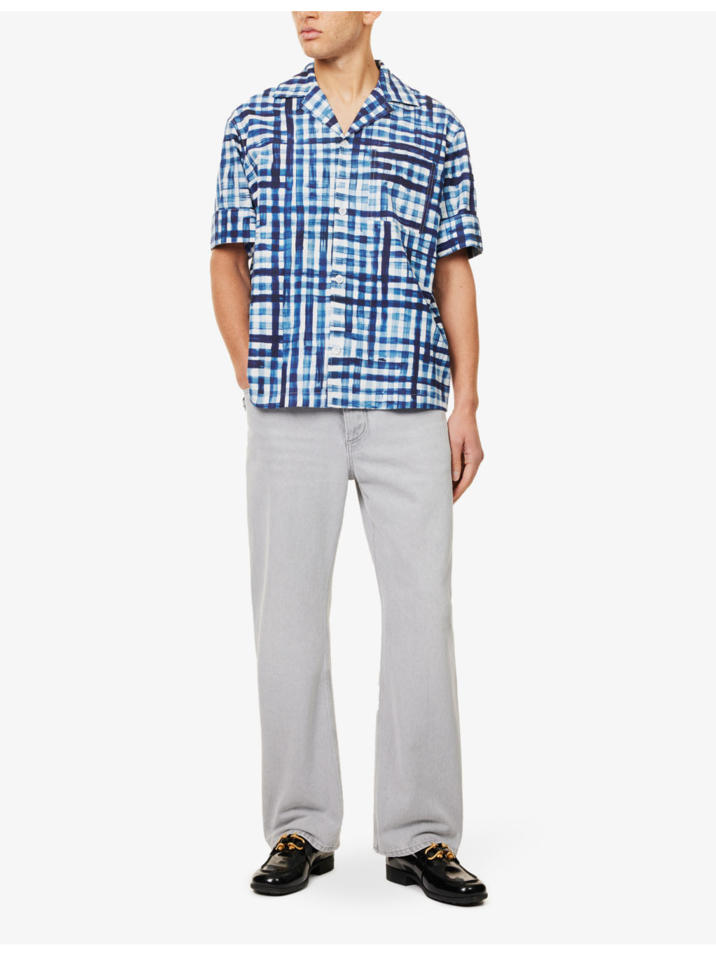 Camp-collar patch-pocket cotton shirt - 2