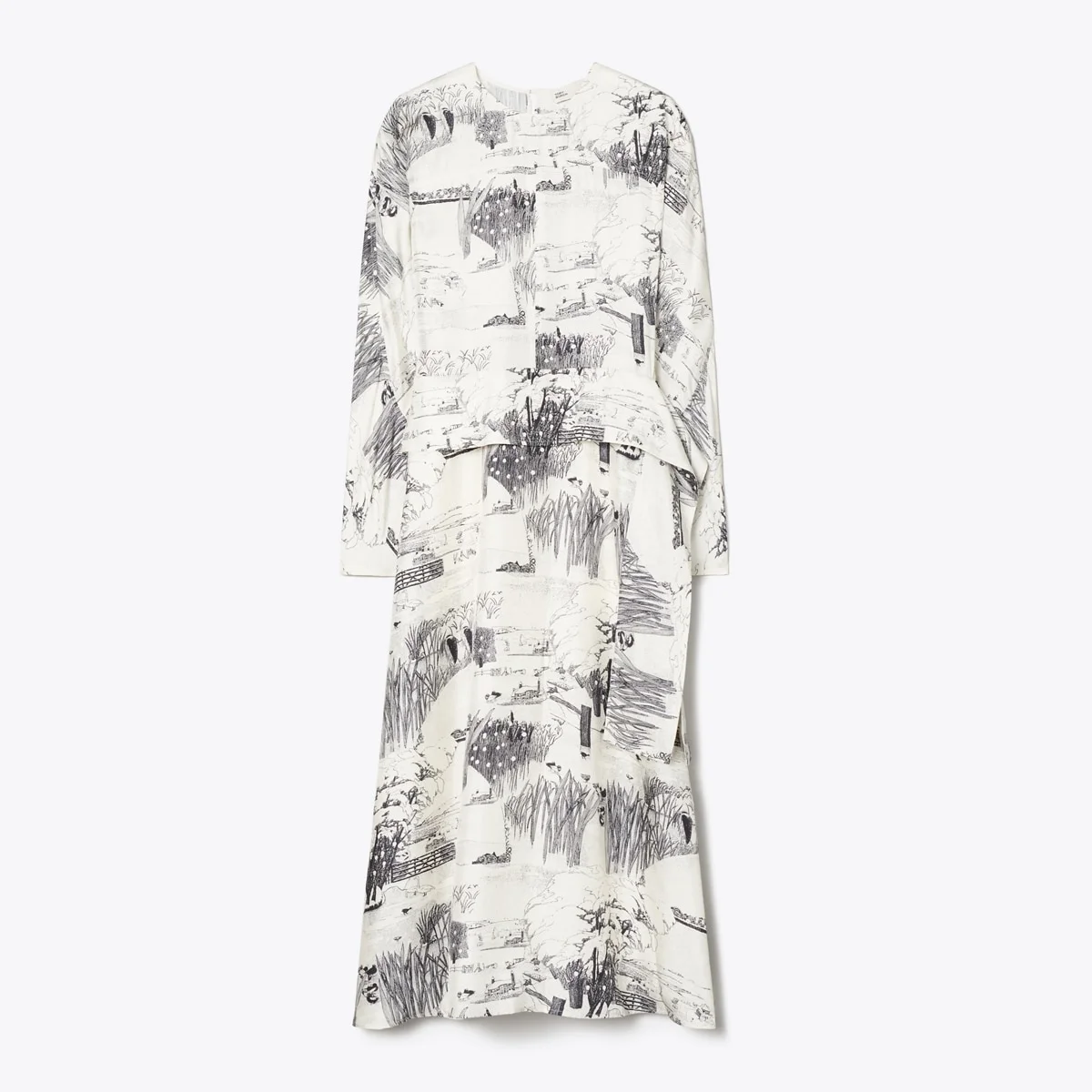 Printed Silk Tie-Waist Dress - 1