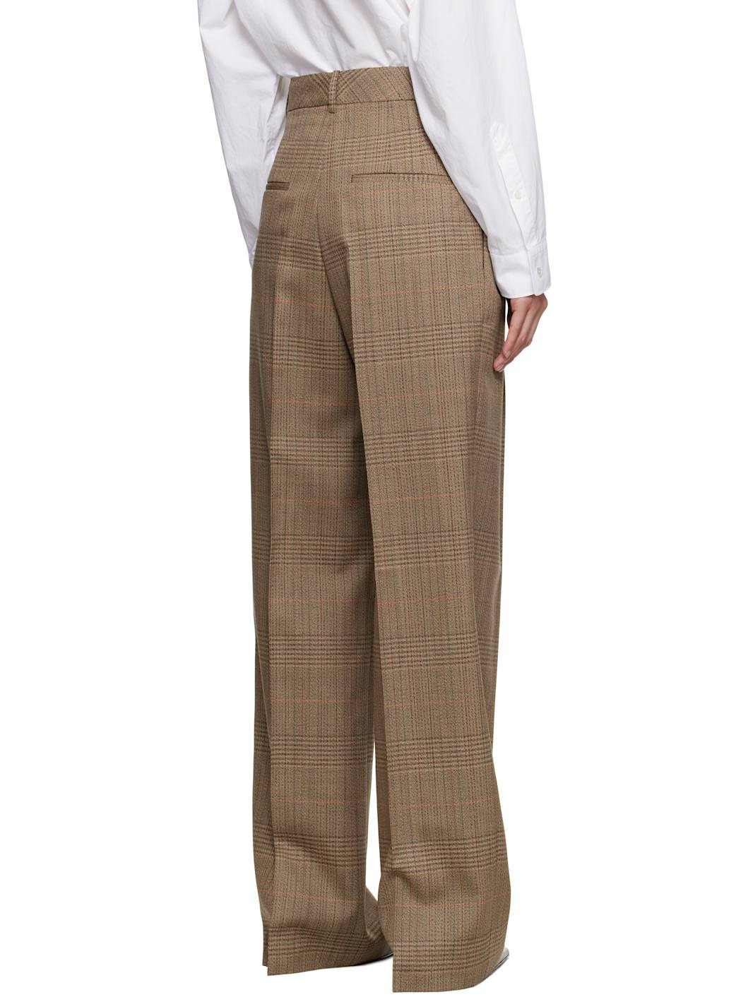 Beige Mid-Waist Tailored Trousers - 3