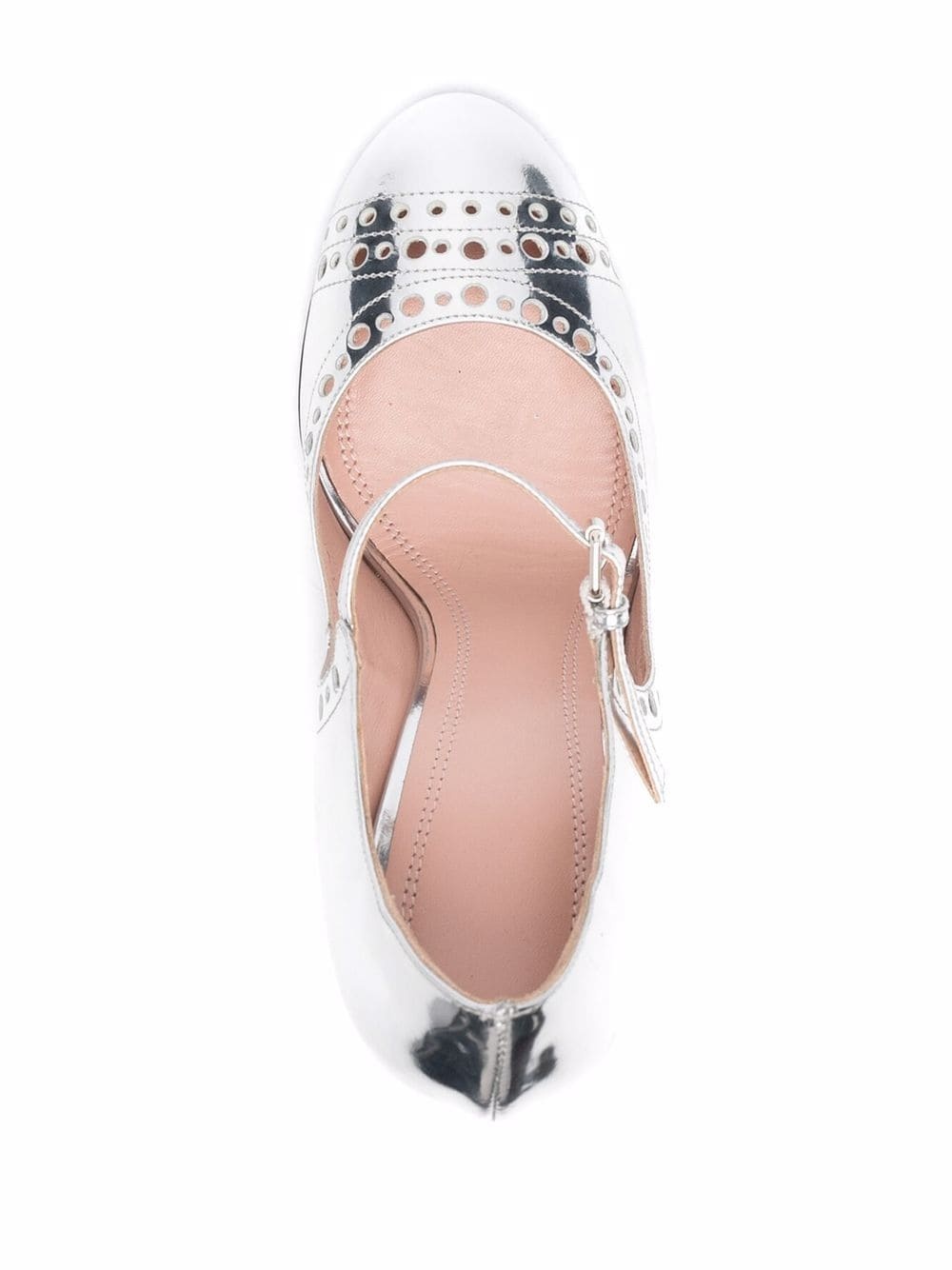 punched hole heeled pumps - 4