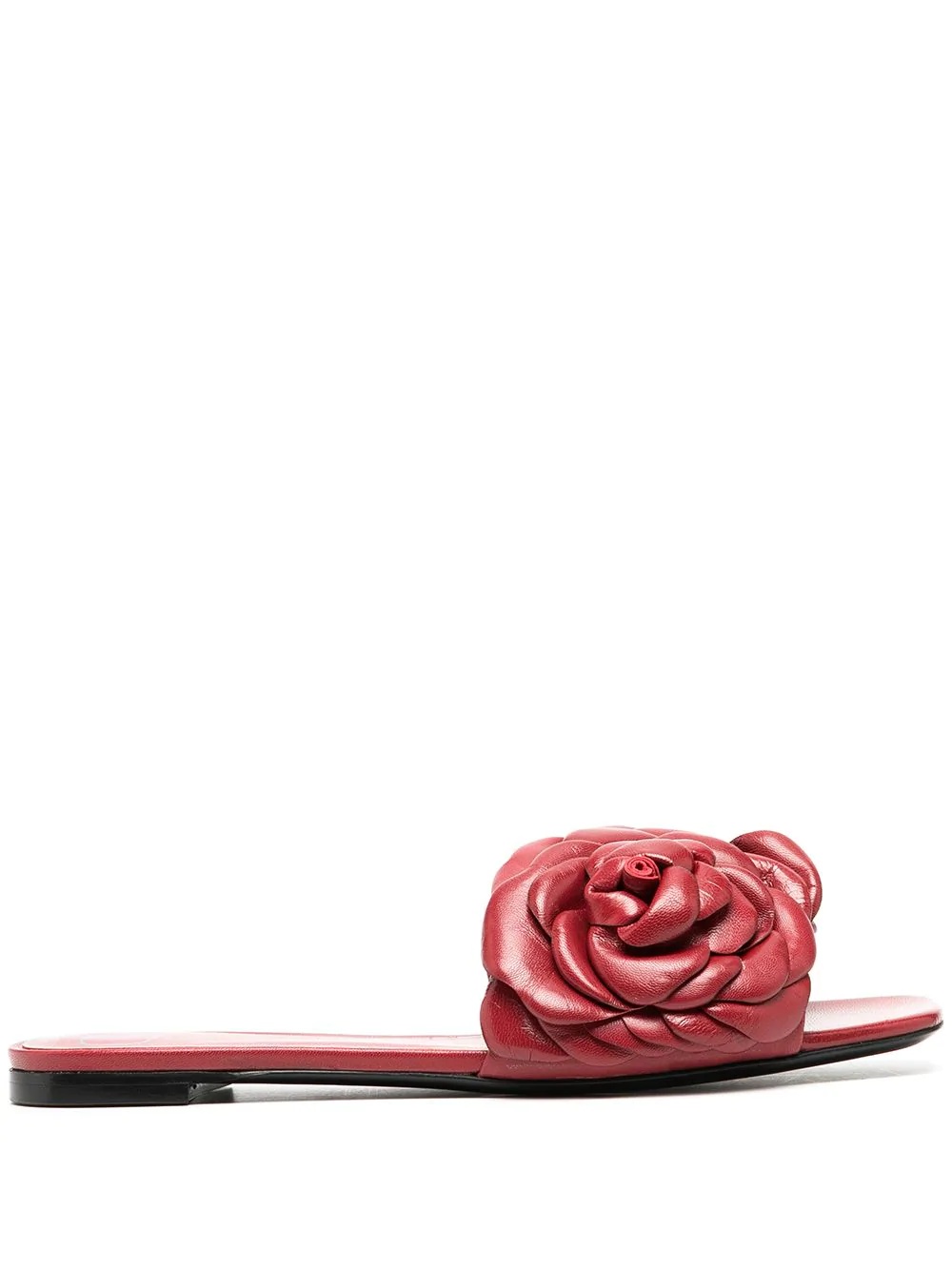 floral appliqué flat sandals - 1