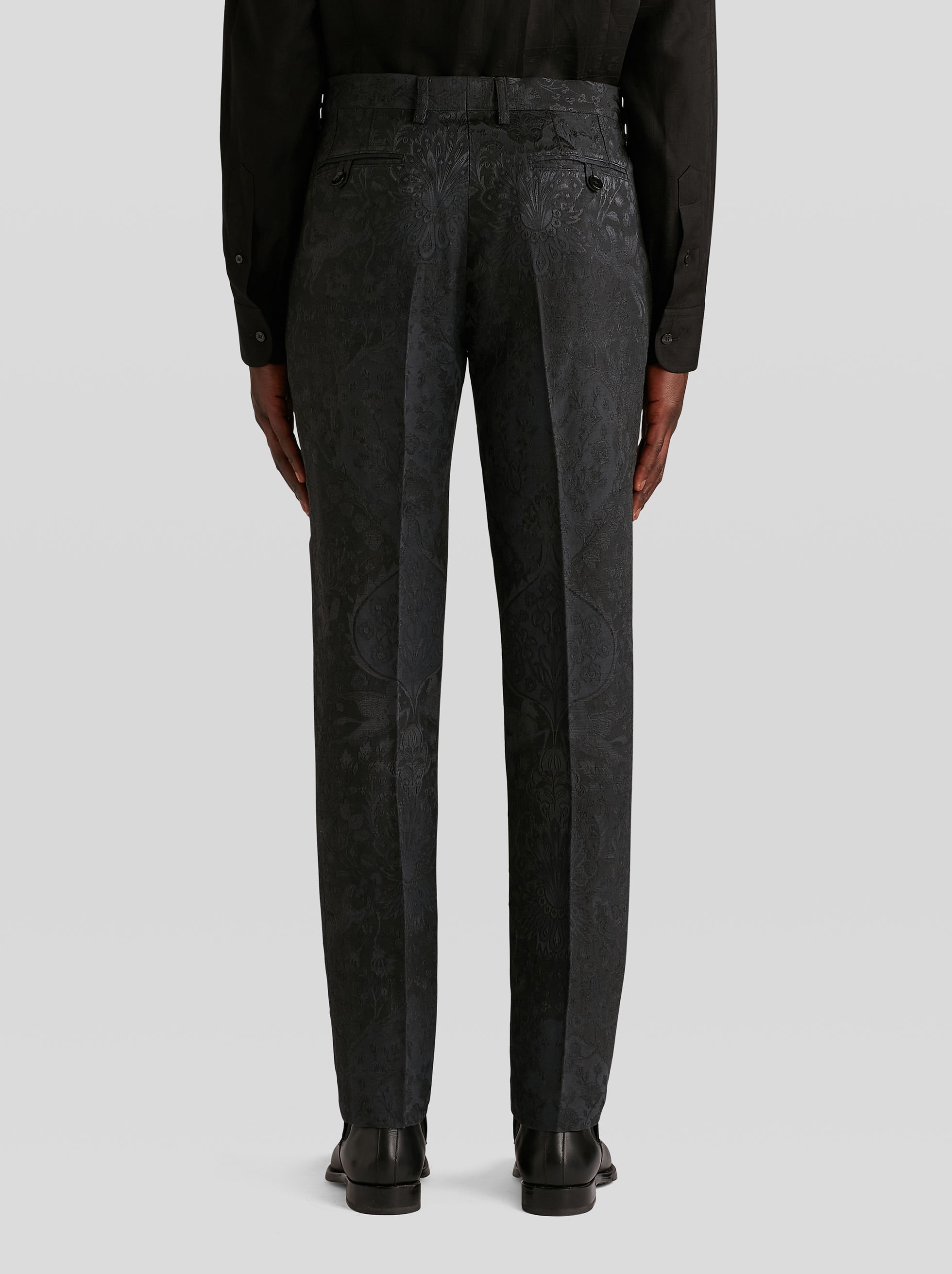 WOOL AND SILK JACQUARD TROUSERS - 4