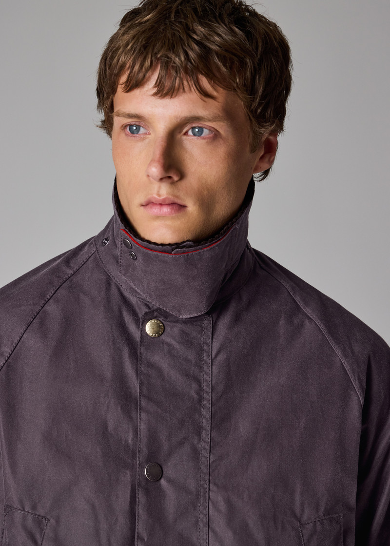 Paul Smith loves Barbour - Grey Lilac Oversized Bedale Wax Jacket 11