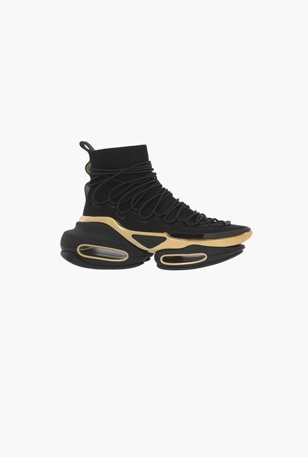 Black knit lace-up B-Bold high-top sneakers - 1
