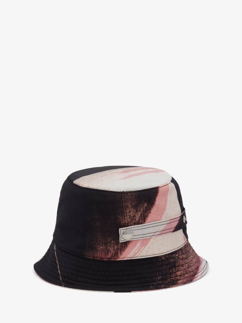 Men's Brushstroke Bucket Hat in Ivory/black - 2