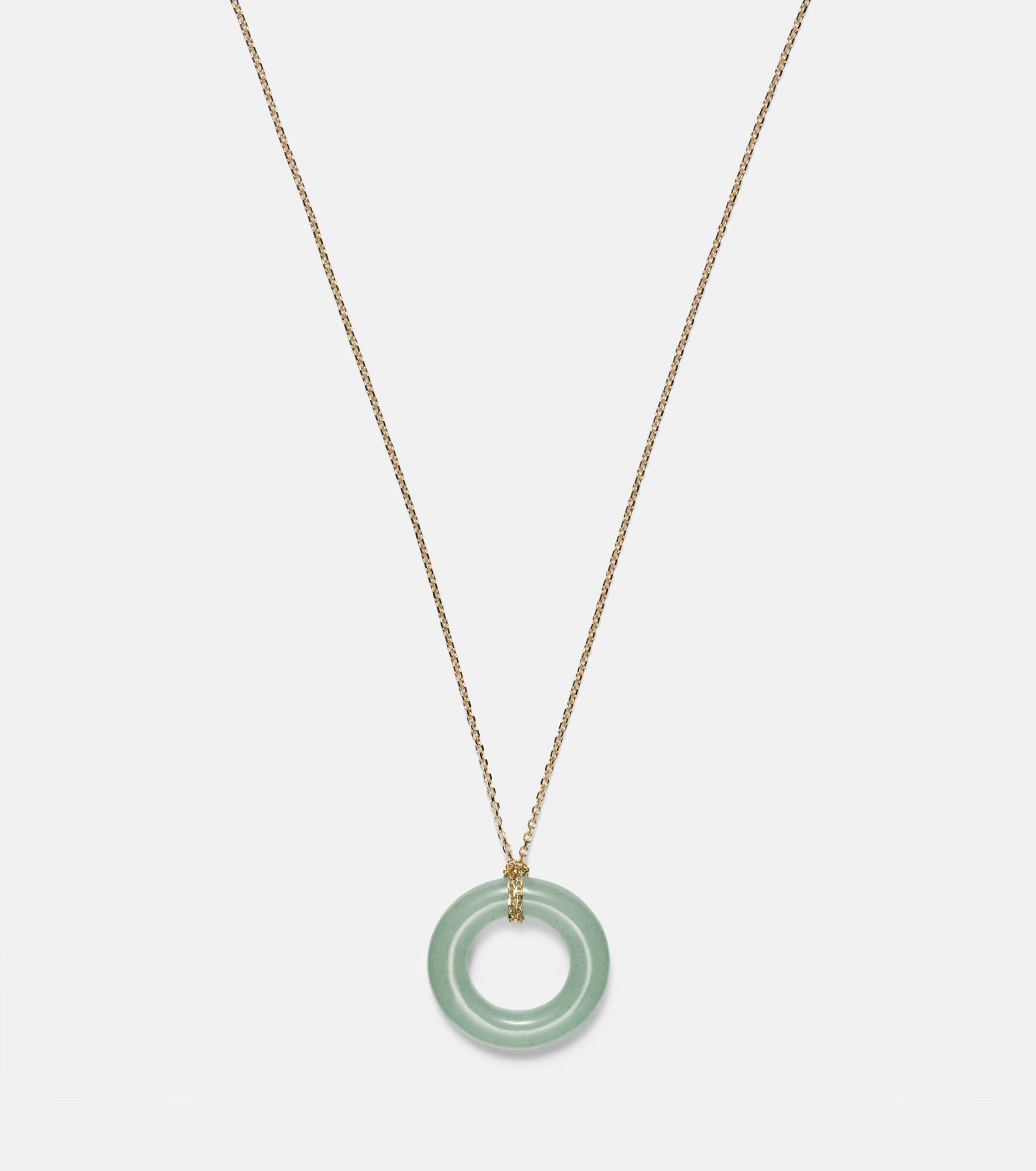 Donut 14kt gold necklace with jade - 4