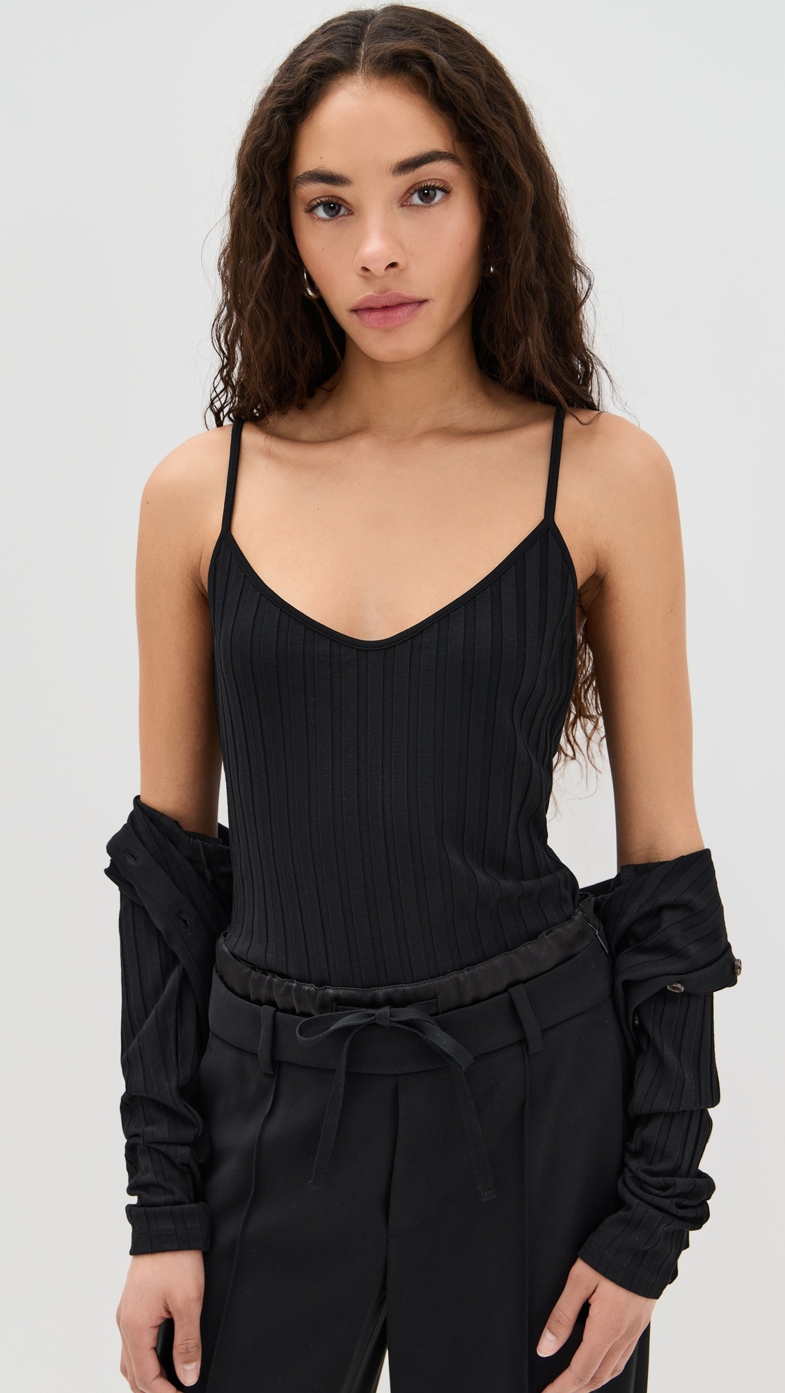 Rib V Neck Cami - 1