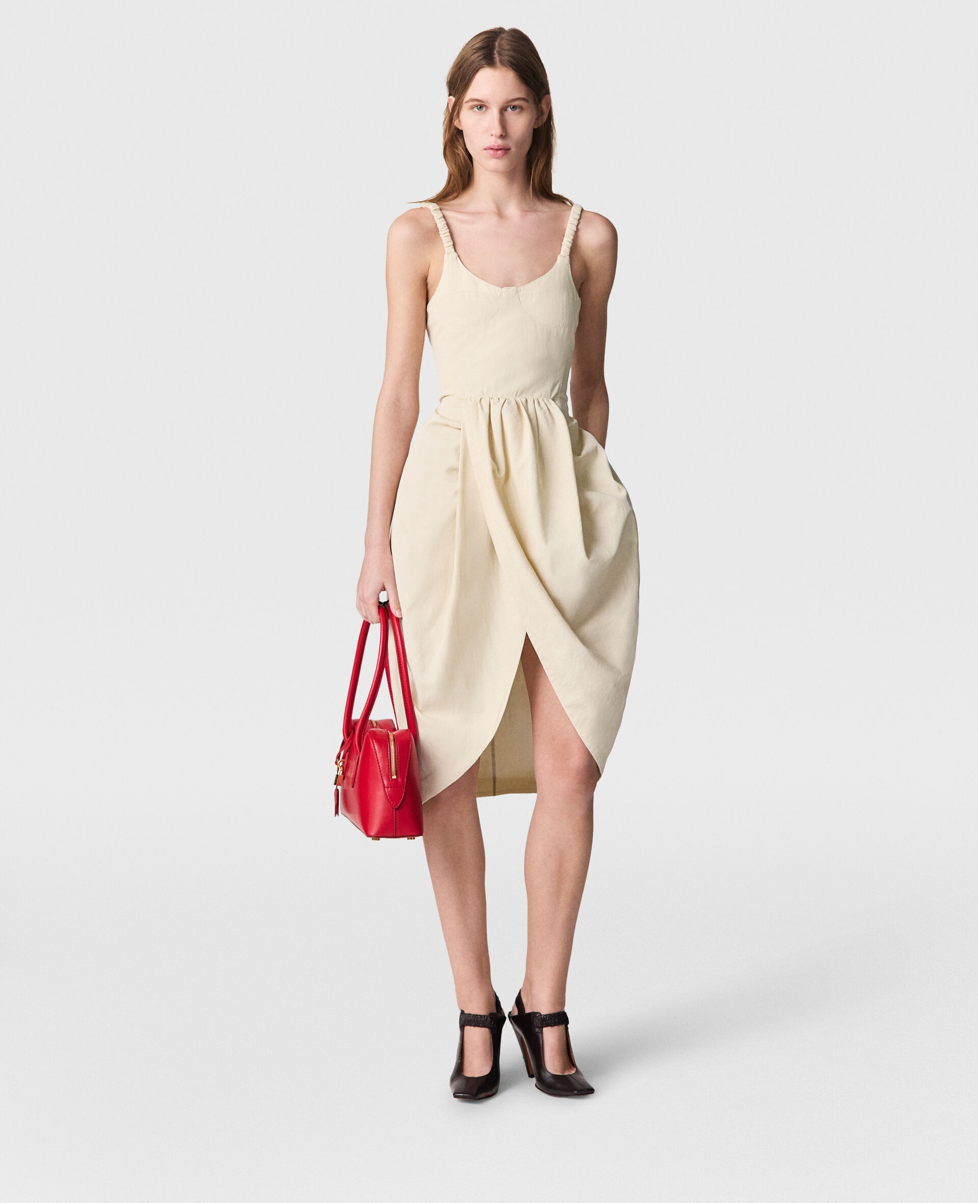 Ruched Strap Pleated Skirt Midi Dress - 2