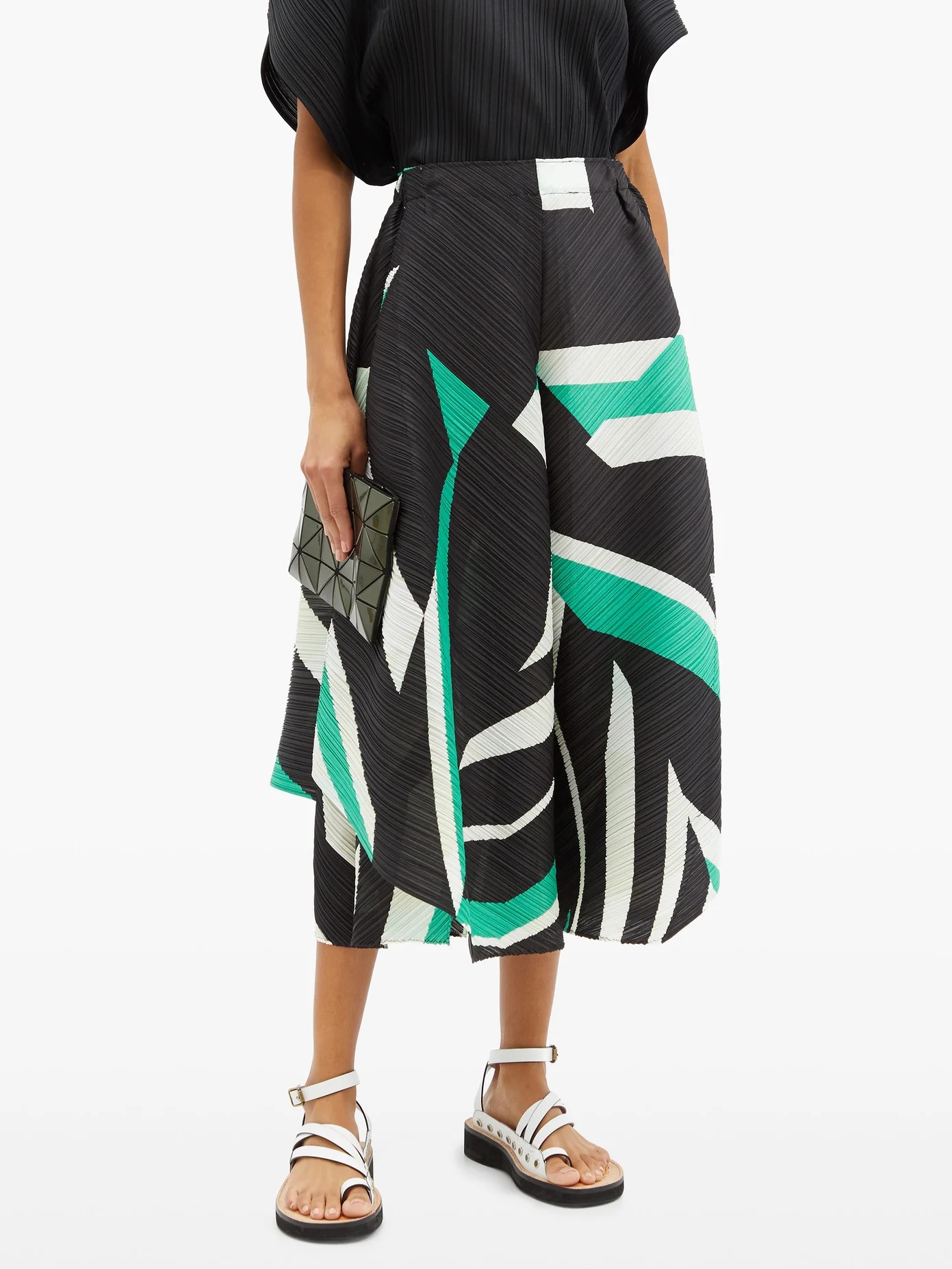 Geometric-print technical-pleated culottes - 6