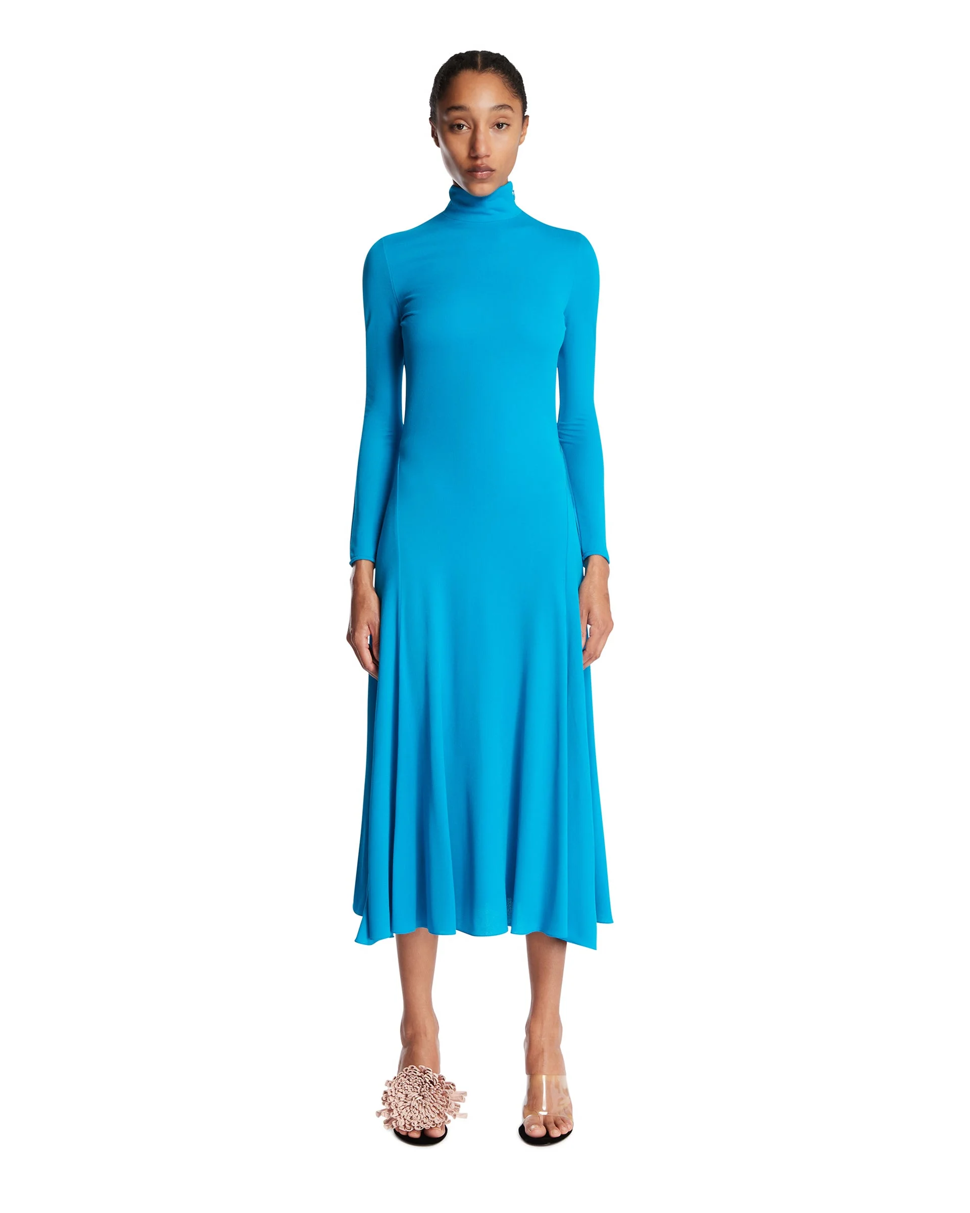 Light Blue Fluid Jersey Dress with Heart Detail - 1