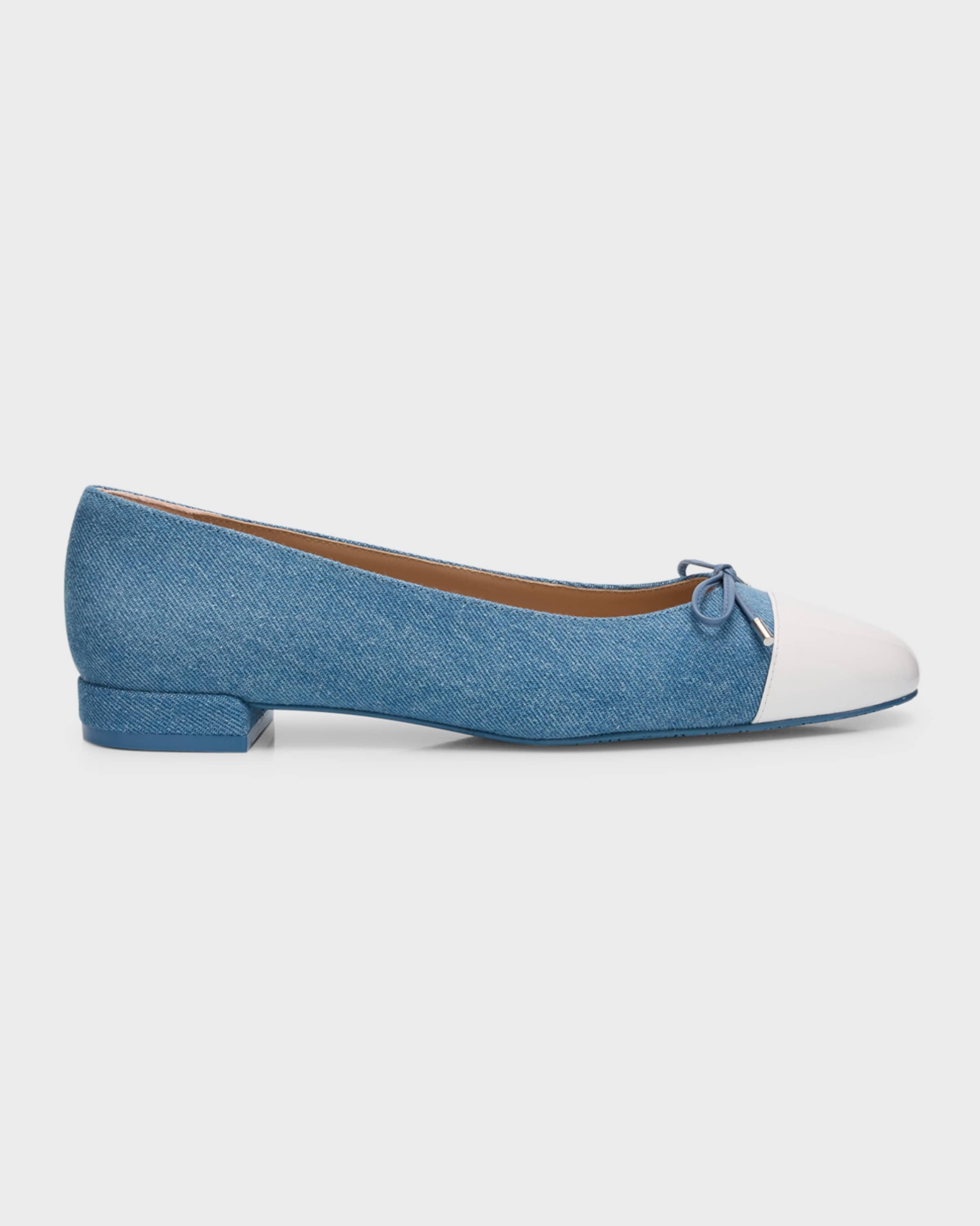 Sleek Denim Leather Ballerina Flats - 1