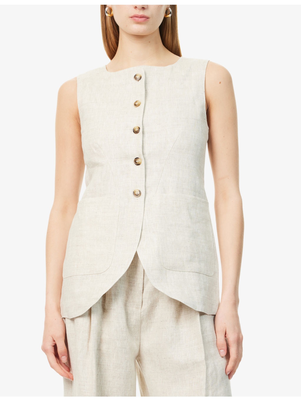 Emma Two-Patch-Pockets Linen Vest - 3