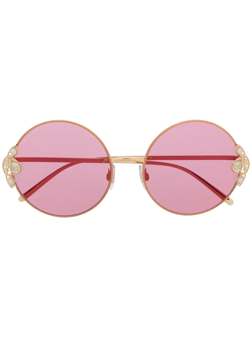 pearl-embellished round-frame sunglasses - 1