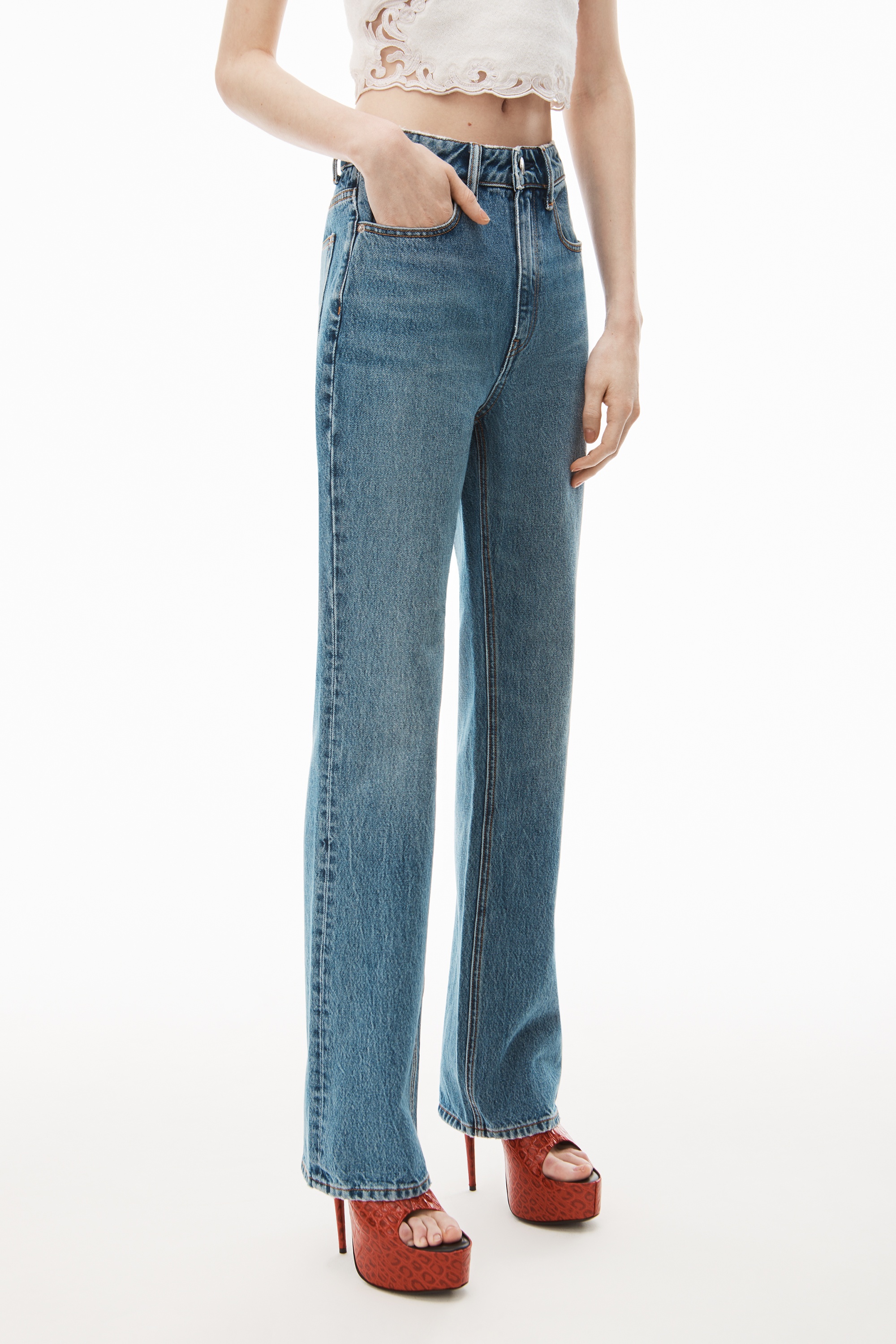 FLY HIGH-RISE STACKED JEAN IN DENIM - 3