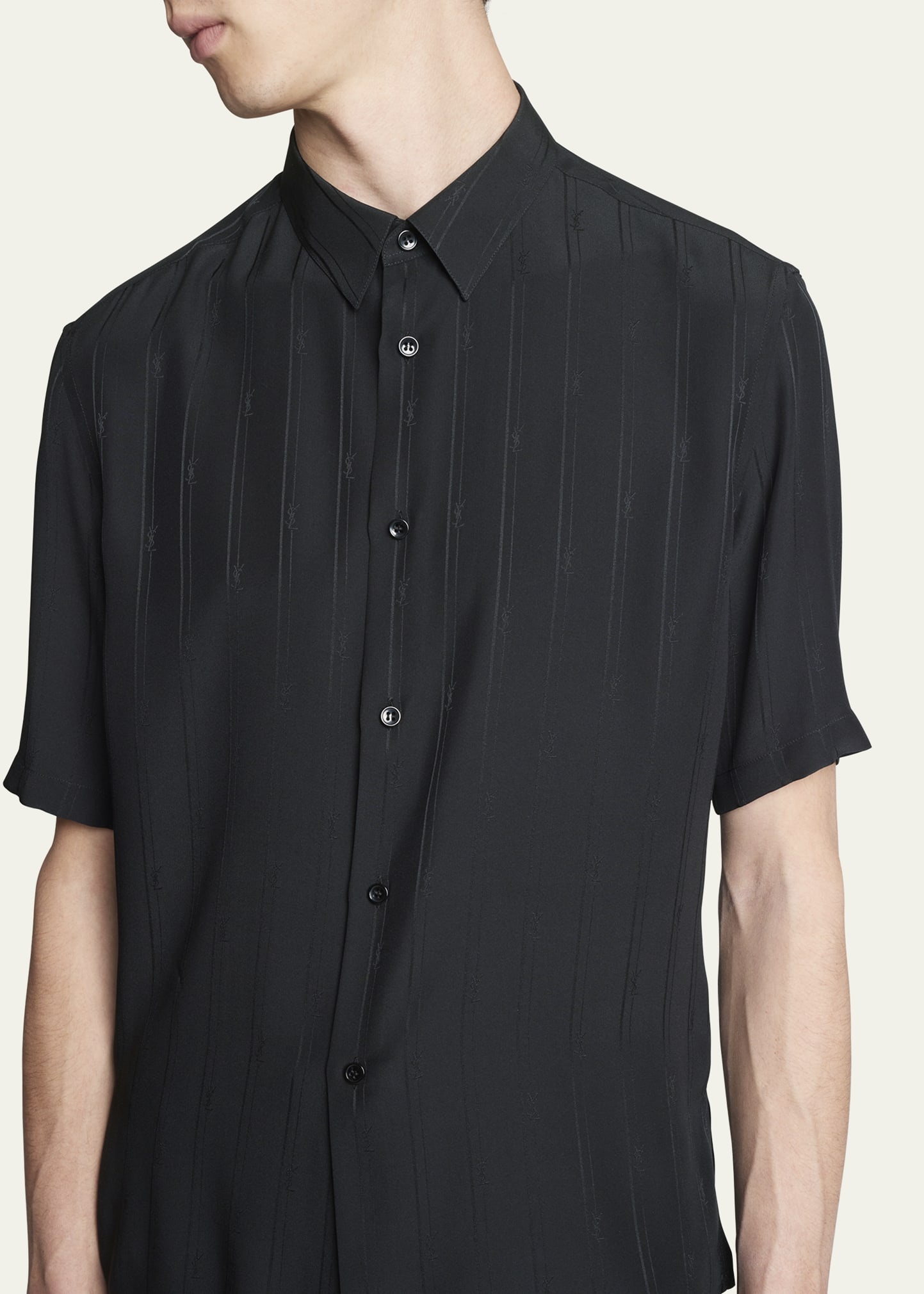 Men's YSL Tonal Striped Dress Shirt - 5