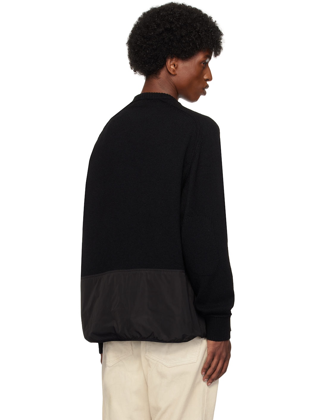 Black Paneled Knit Sweater - 3