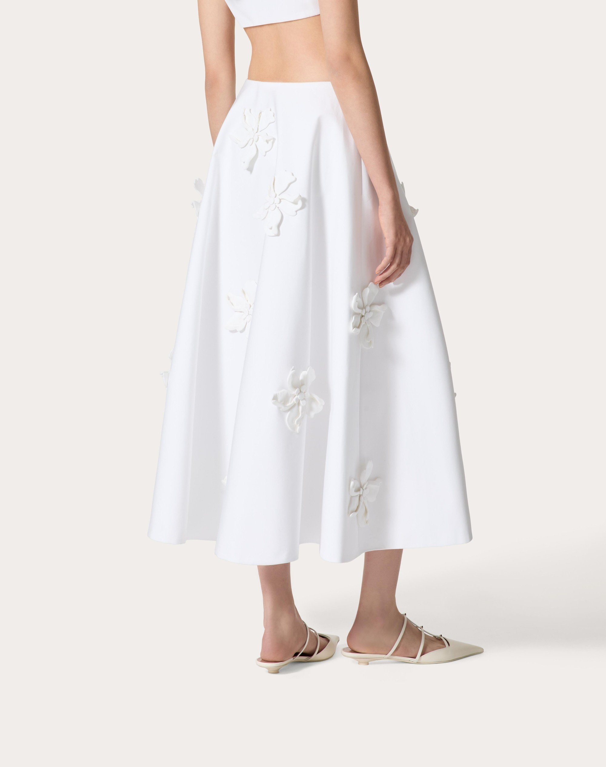 EMBROIDERED COMPACT POPELINE MIDI SKIRT - 4