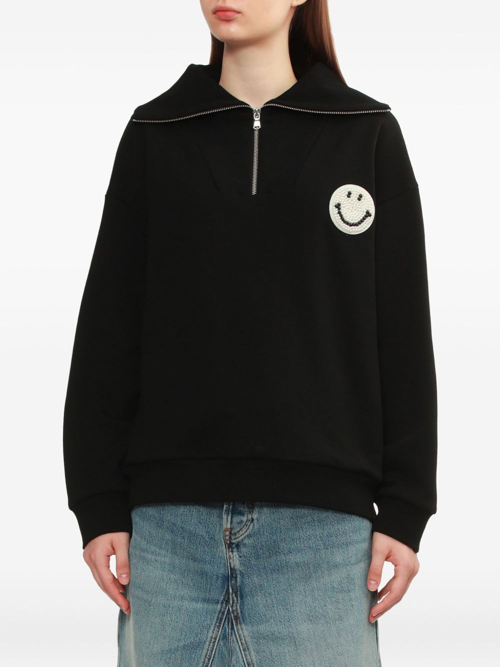 smiley-motif half-zip sweatshirt - 3