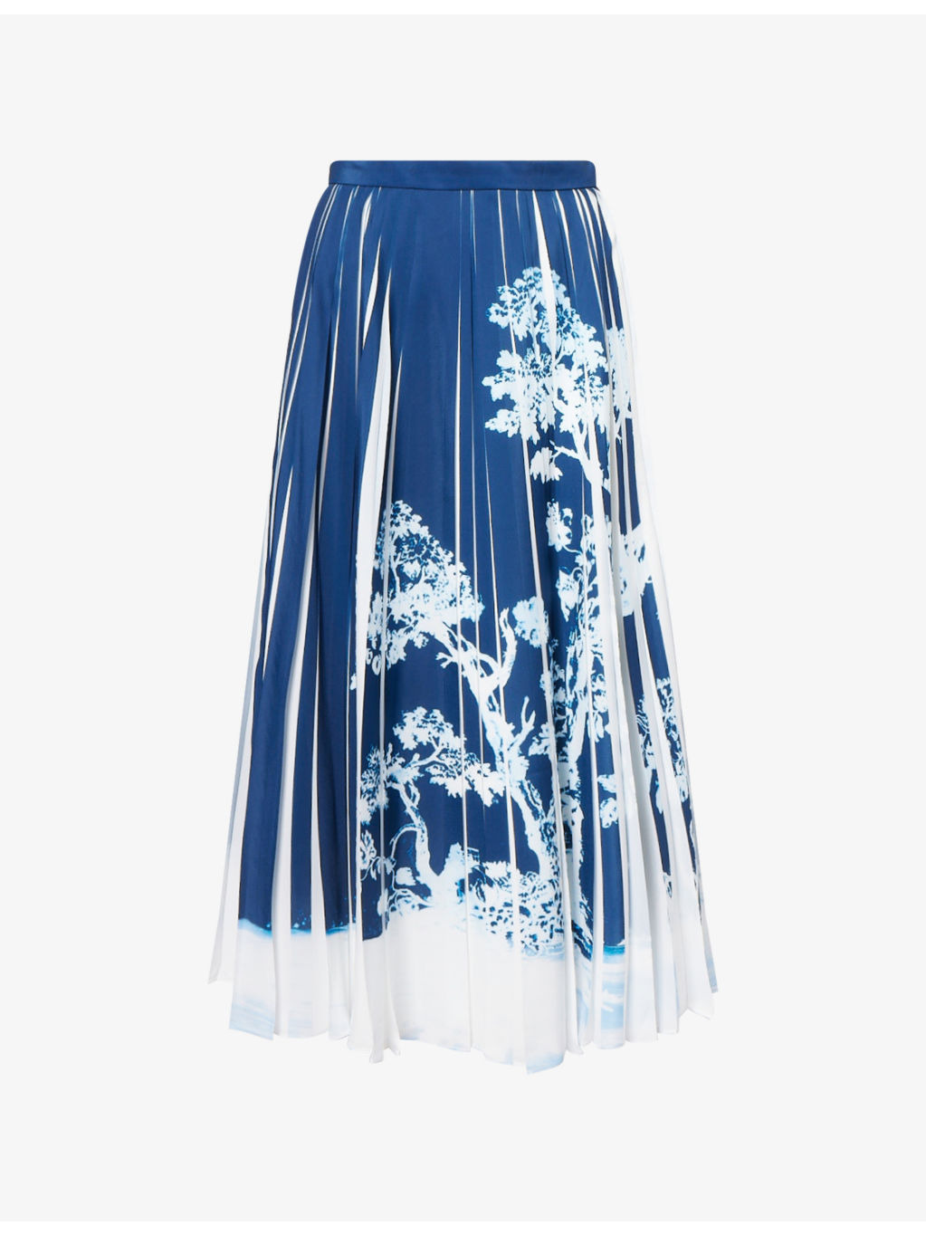 Pleated Printed Woven Midi Skirt - 1