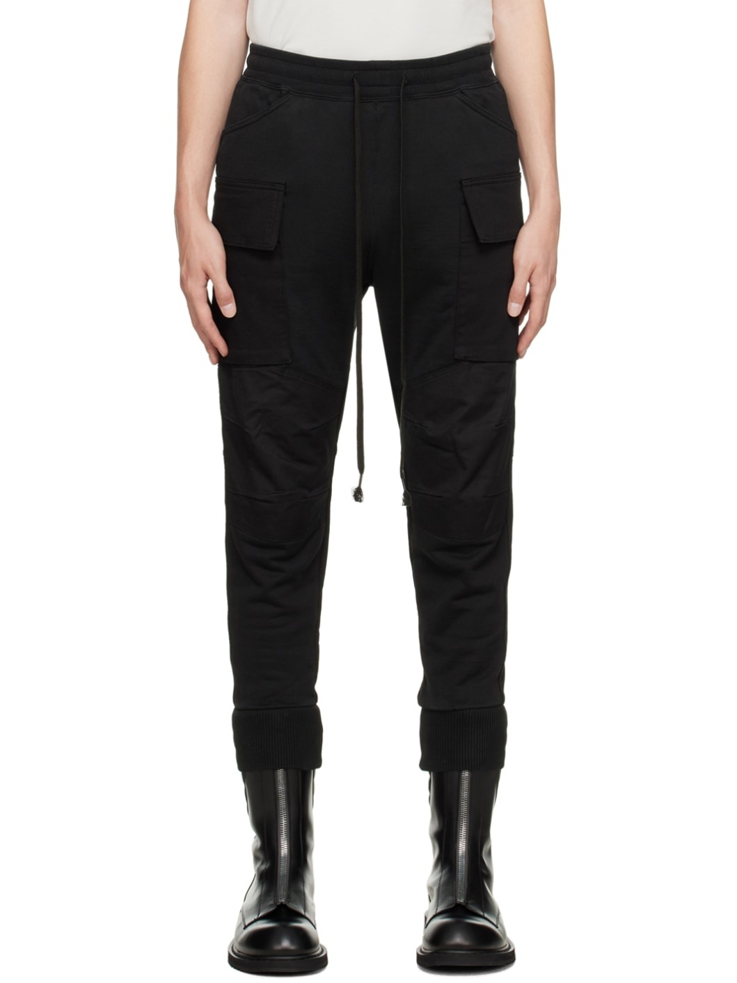 Black Drawstring Cargo Pants - 1