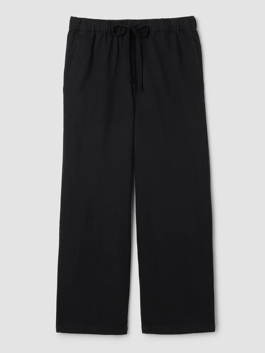 Slubby Organic Cotton Linen Full-Length Straight Pant - 1