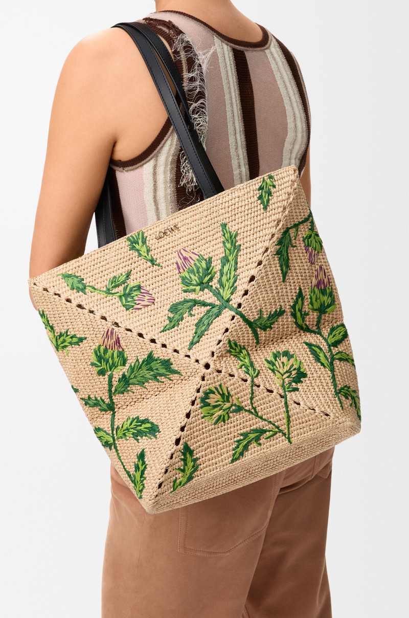 Medium Puzzle Fold tote in raffia and calfskin 3