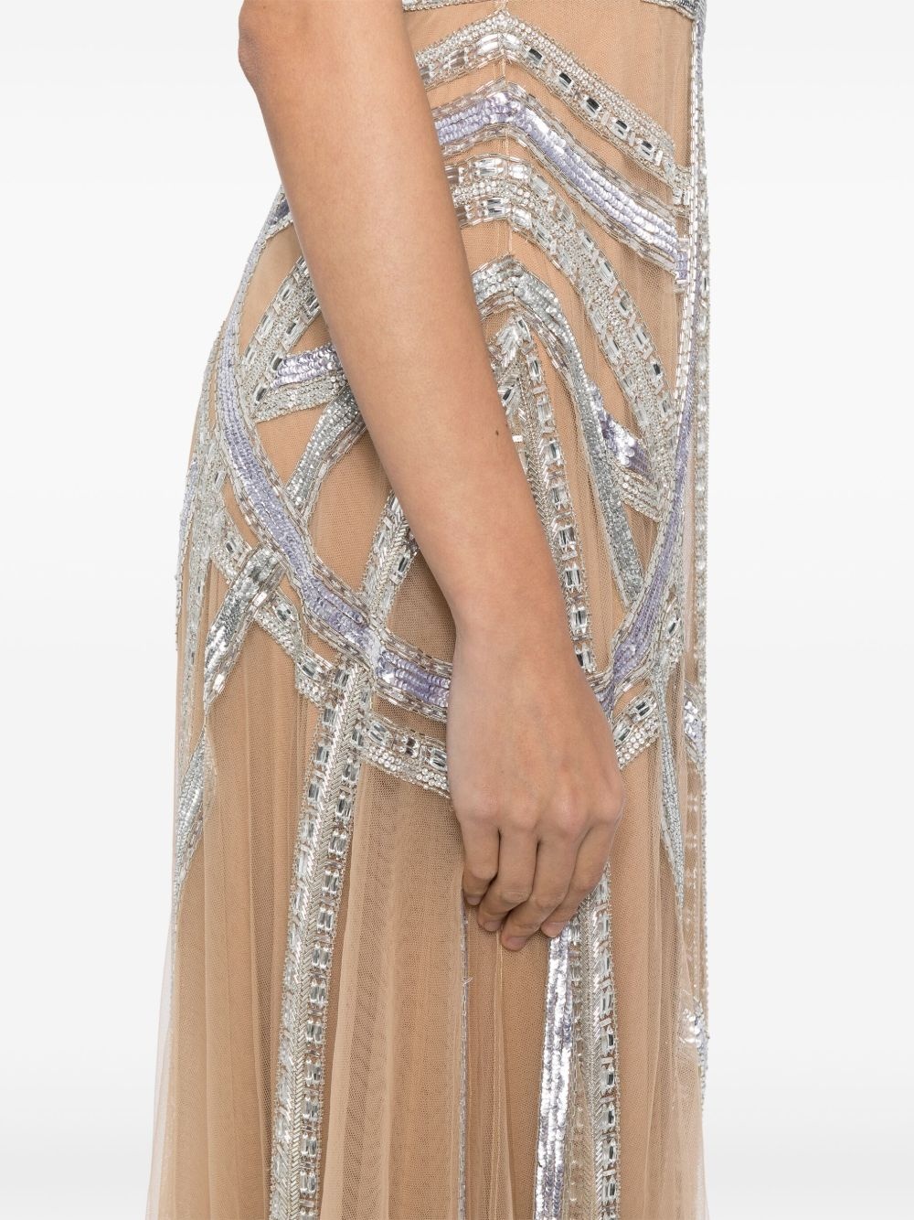 roads-embroidered flared gown - 5