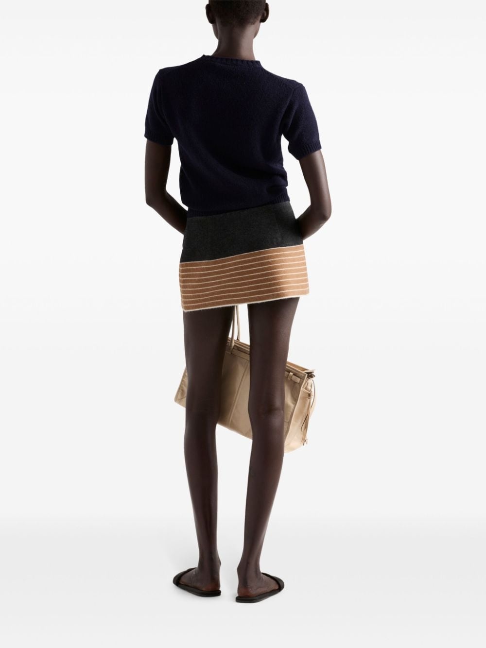 two-tone cashmere miniskirt - 3