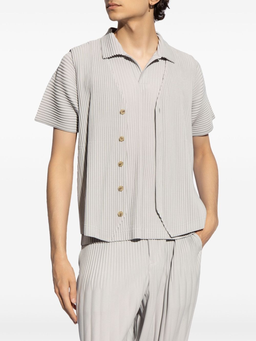 pleated V-neck vest - 3
