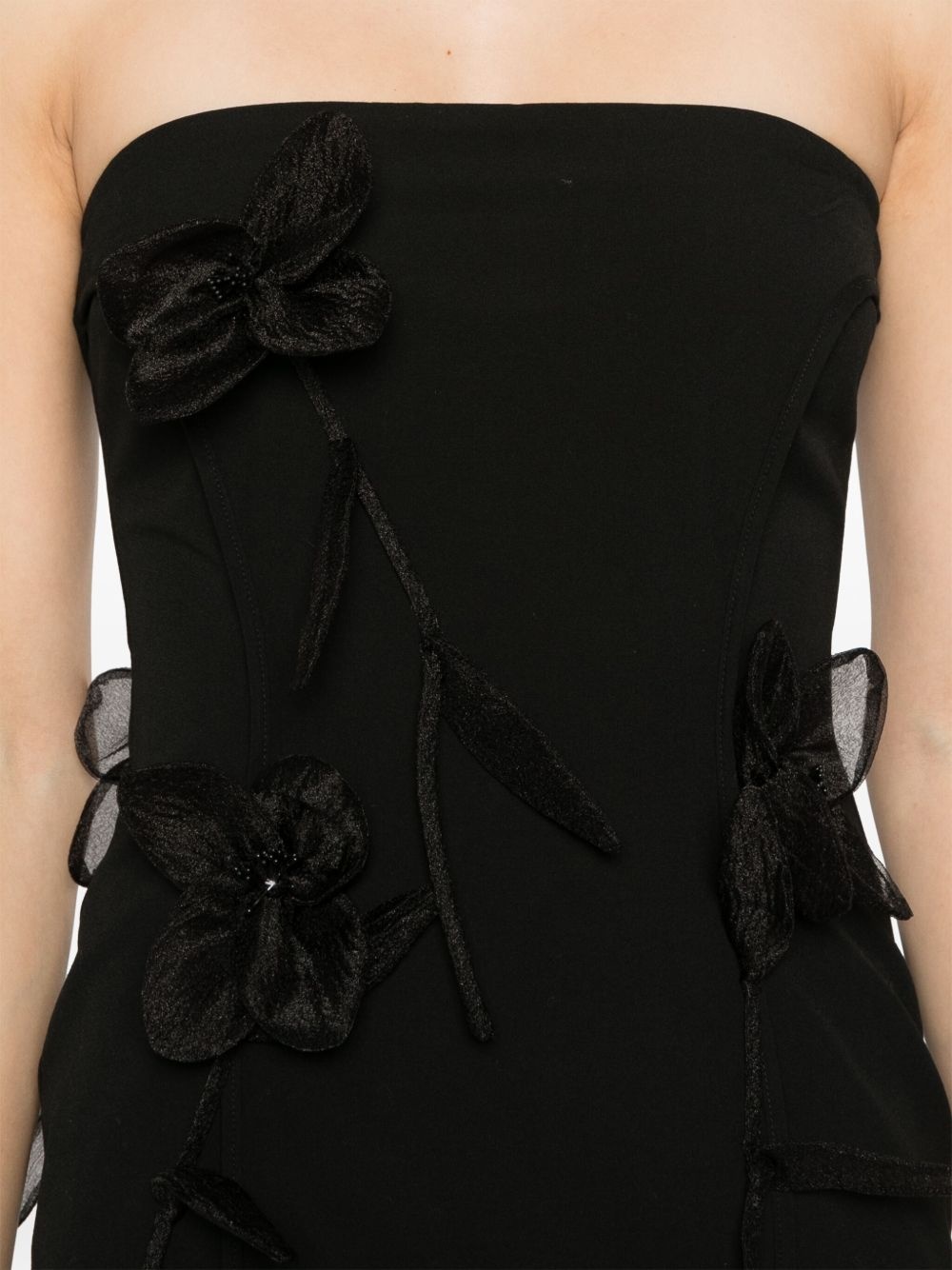 rose-appliqué tube mini dress - 5