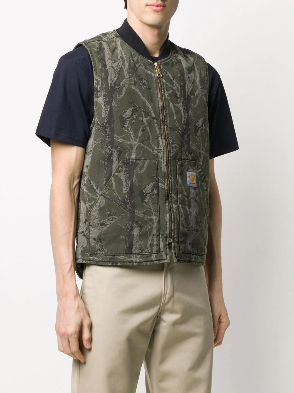 camouflage print zipped vest - 3