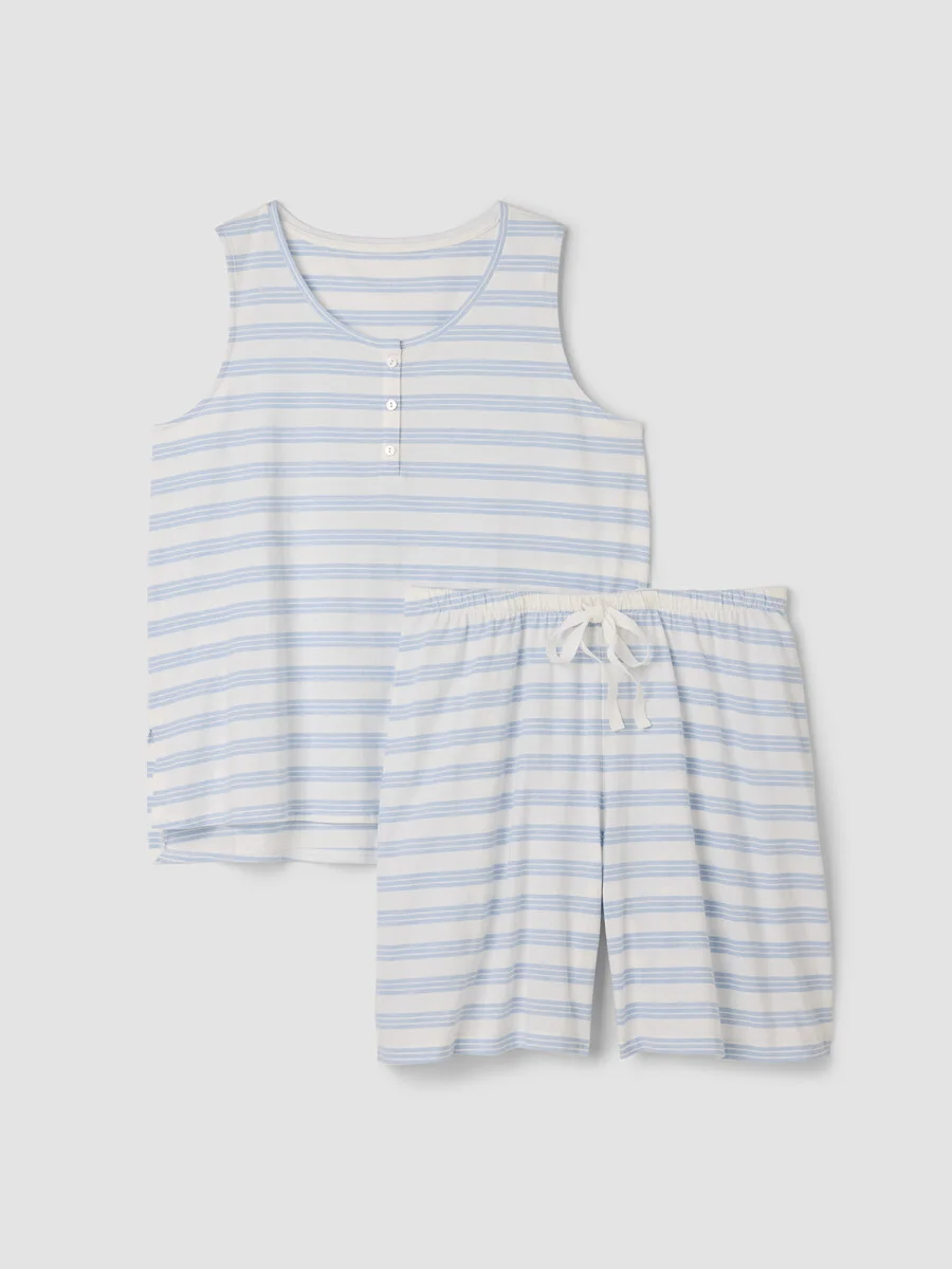 Striped Organic Cotton Jersey Sleep Set - 1