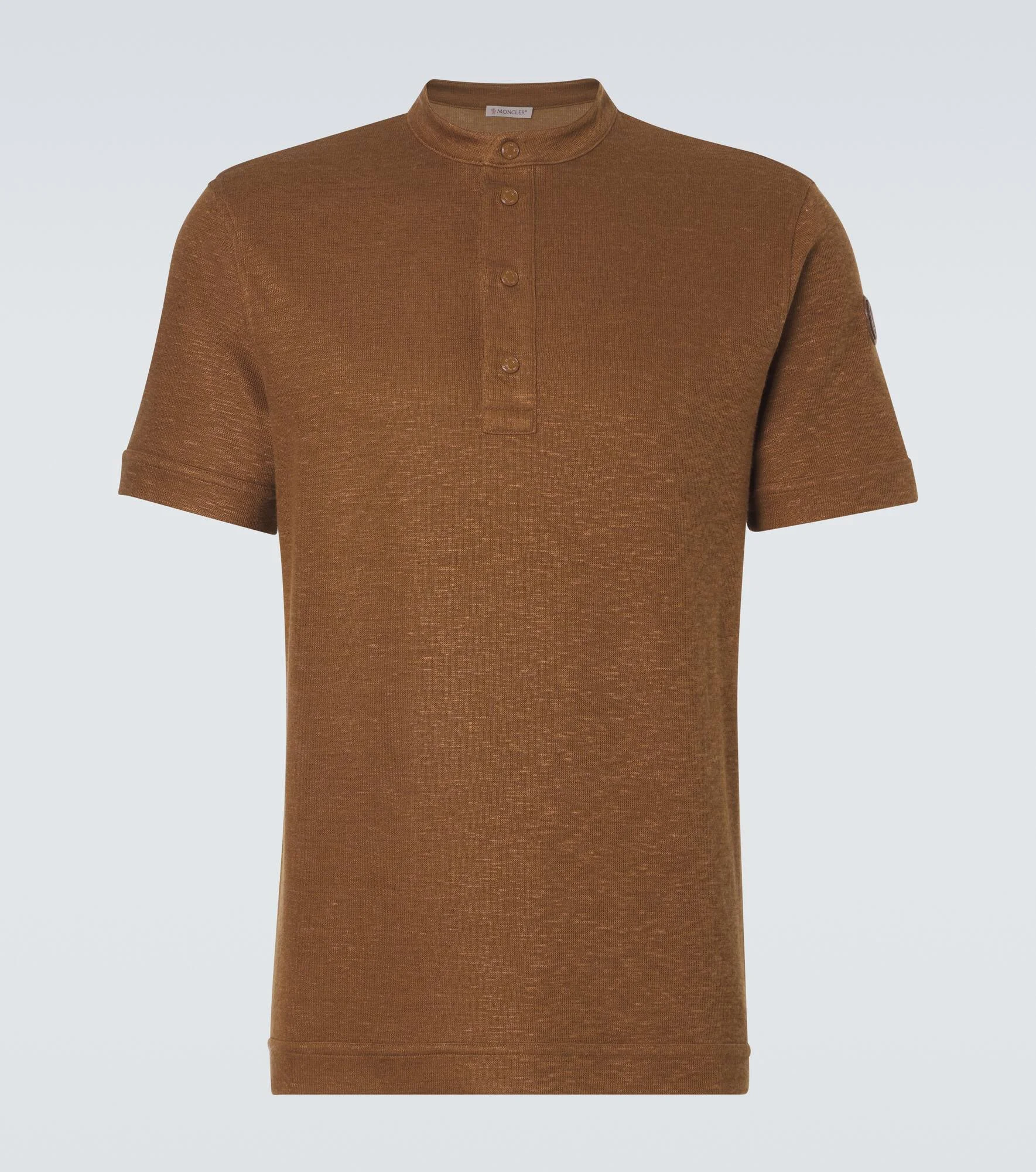 Cotton and linen-blend polo shirt - 1
