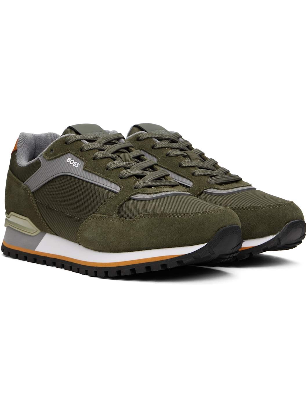 Khaki Embossed-Logo Sneakers - 4