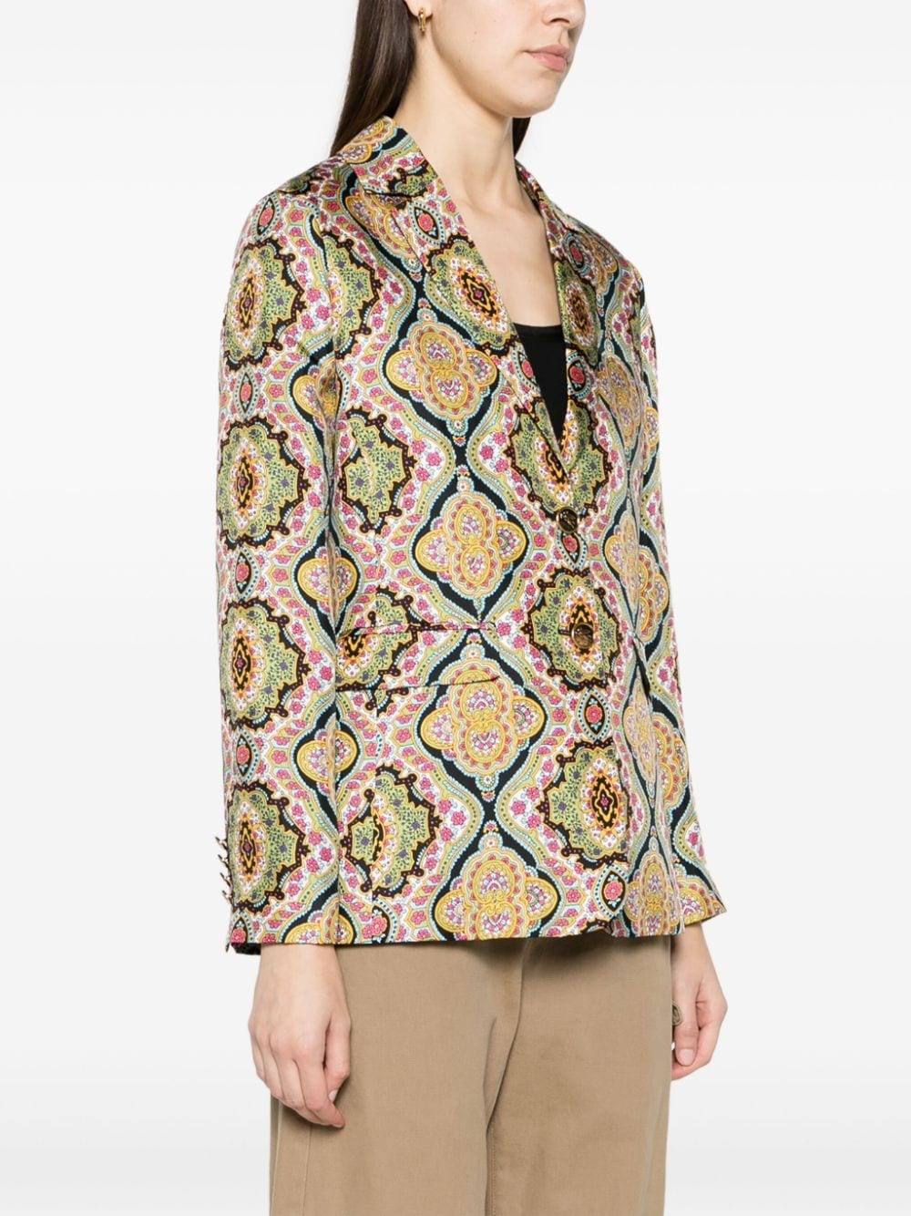 floral-print silk blazer - 3