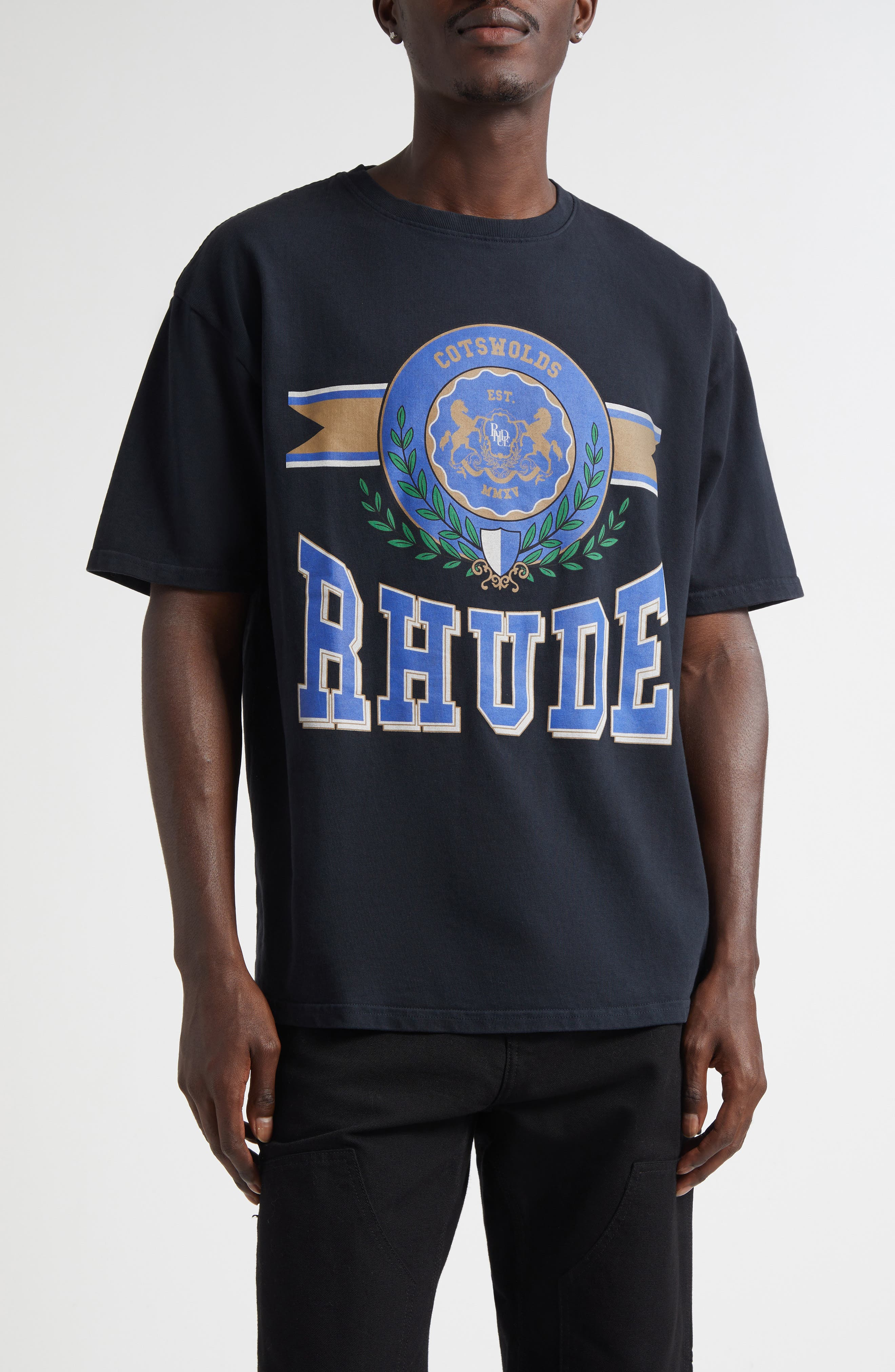 Rhude Cotswold Crest Graphic T-Shirt in Vintage Black 0027 at Nordstrom - 1