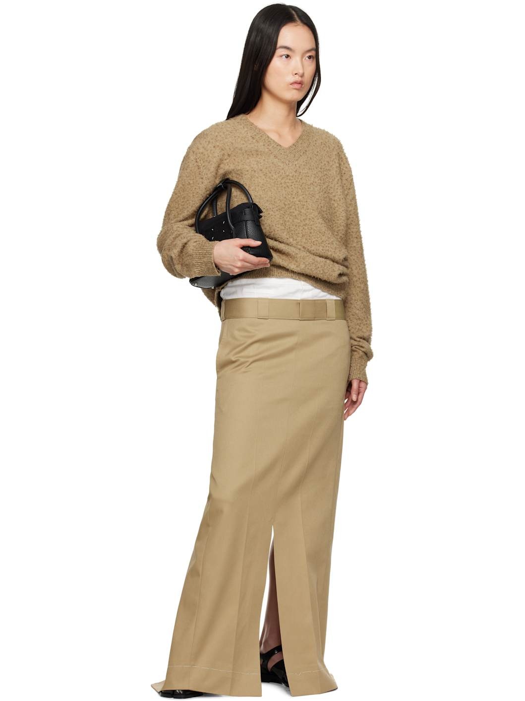 Beige Pilling V-Neck Sweater - 4