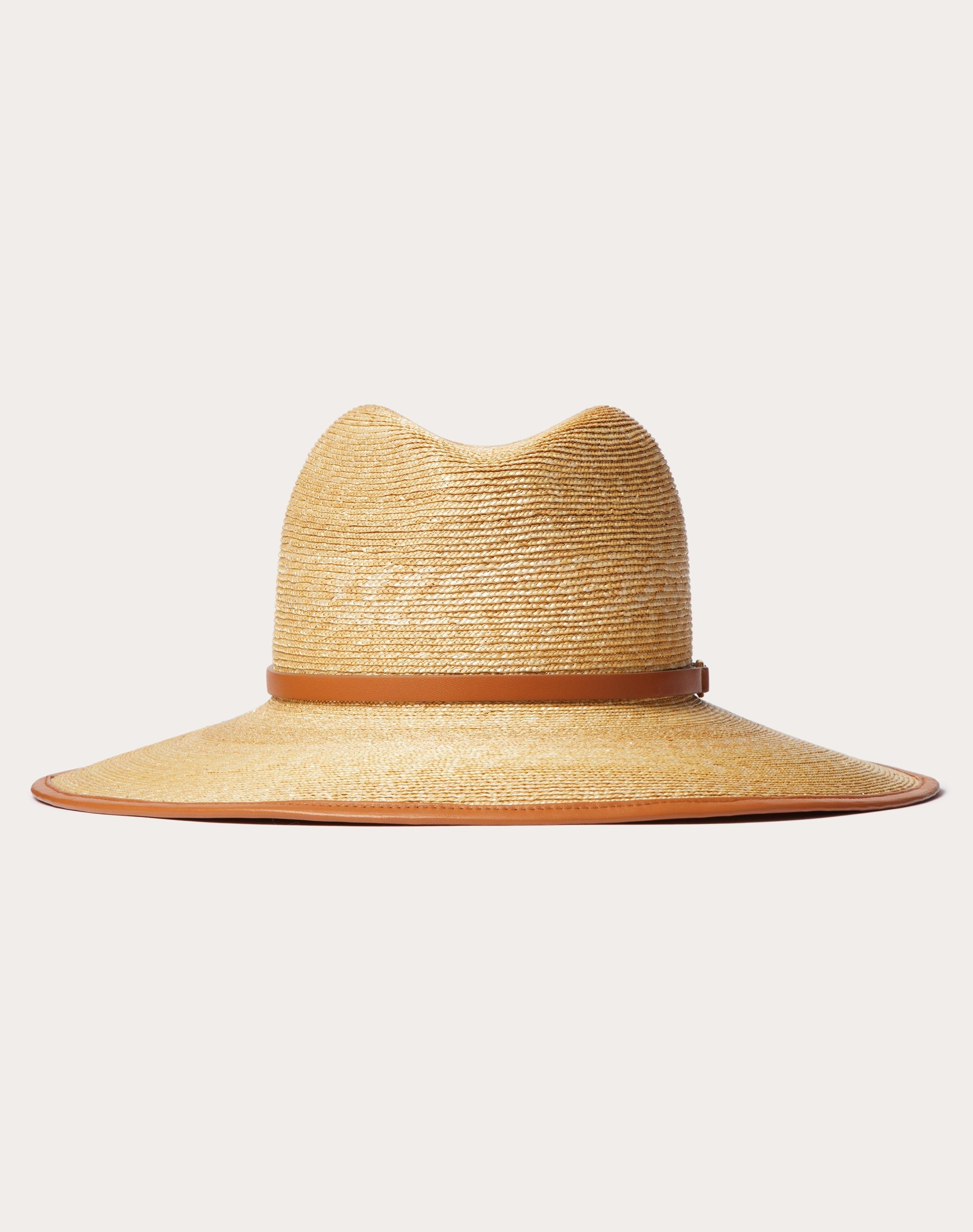 VLOGO SIGNATURE STRAW AND LEATHER FEDORA HAT - 1