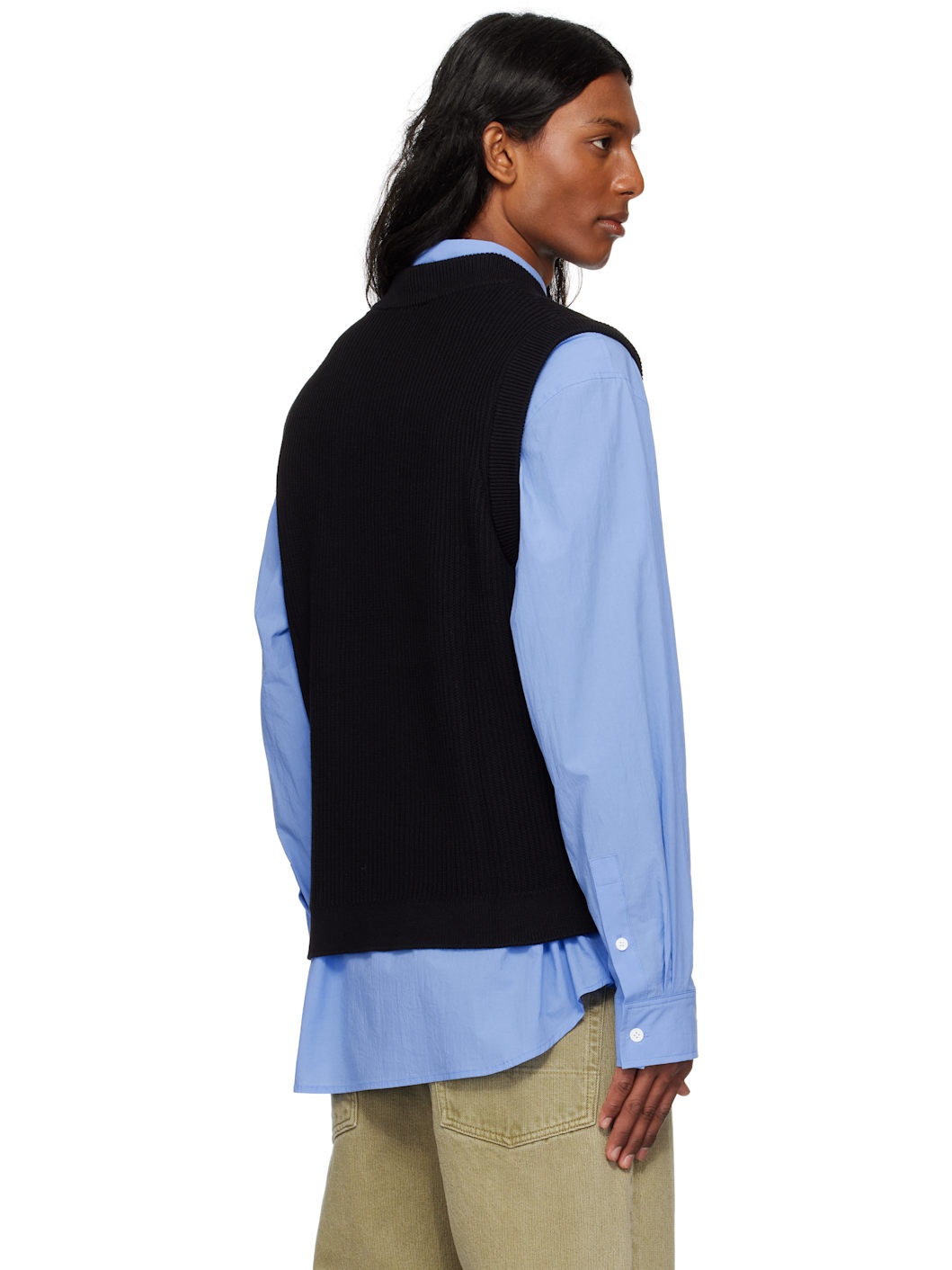 Black 'Maison Kitsuné' Handwriting Ribbed Vest - 3