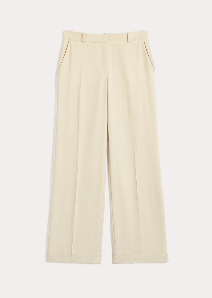 Tailored herringbone suit trouser bleached sand - 1