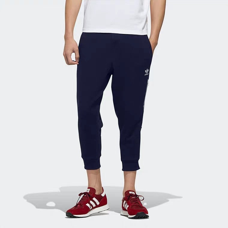 adidas originals Classic Logo Casual Sports Cropped Pants Navy Blue DX4229 - 3