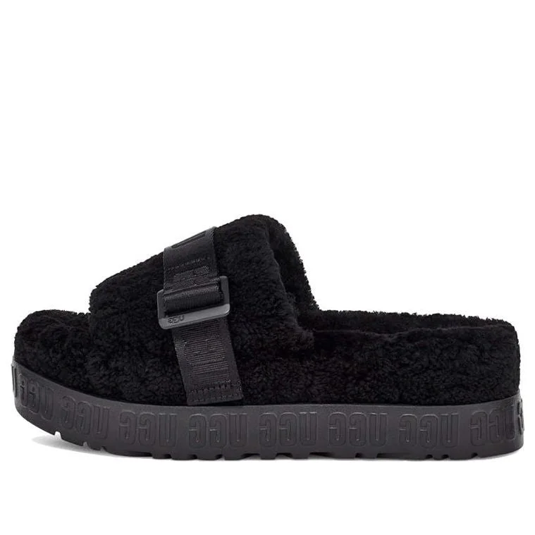 (WMNS) UGG Fluffita Thick Sole Black Slippers 1113475-BLK - 1