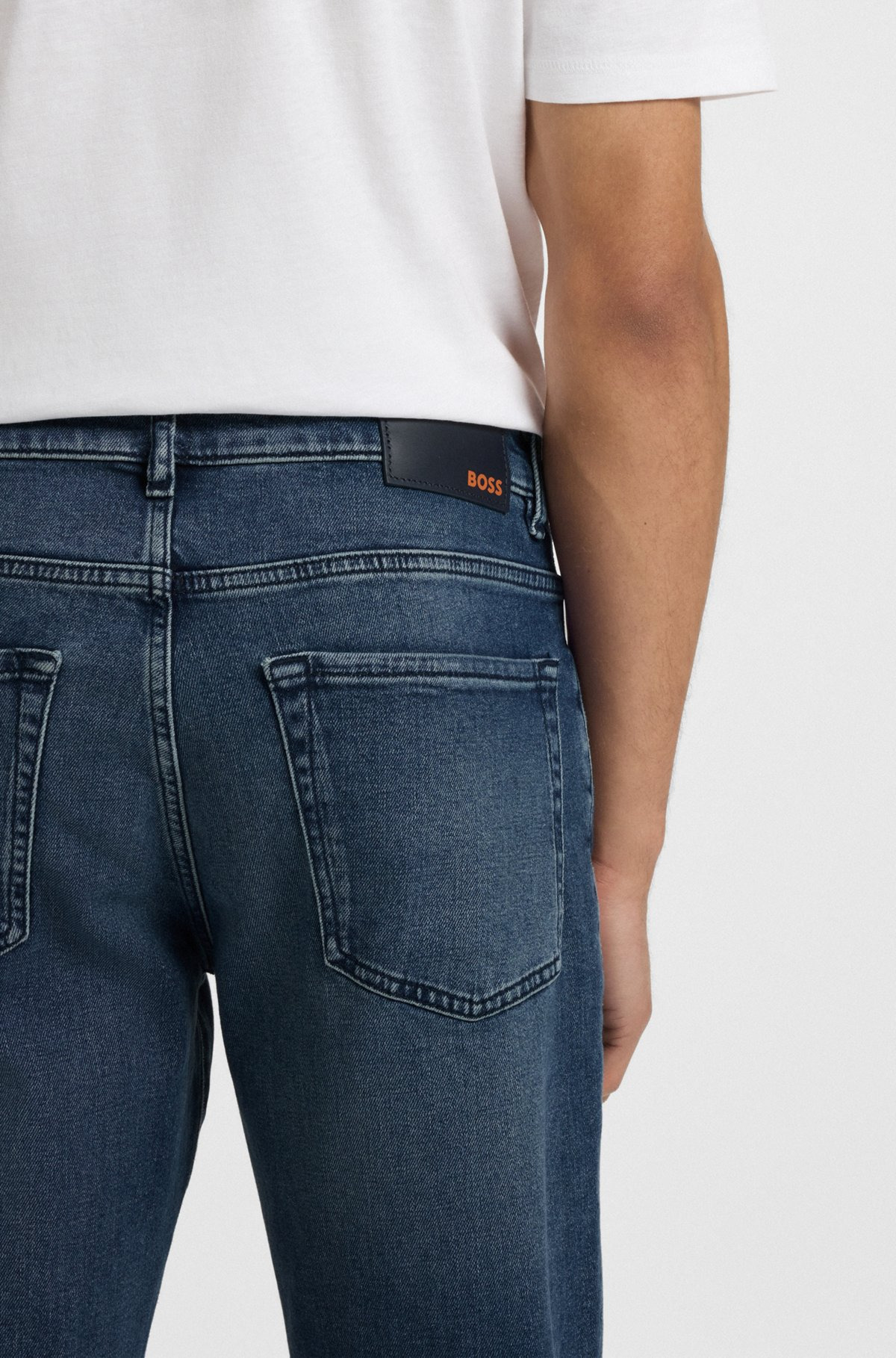 REGULAR-FIT JEANS IN MID-BLUE COMFORT-STRETCH DENIM - 5