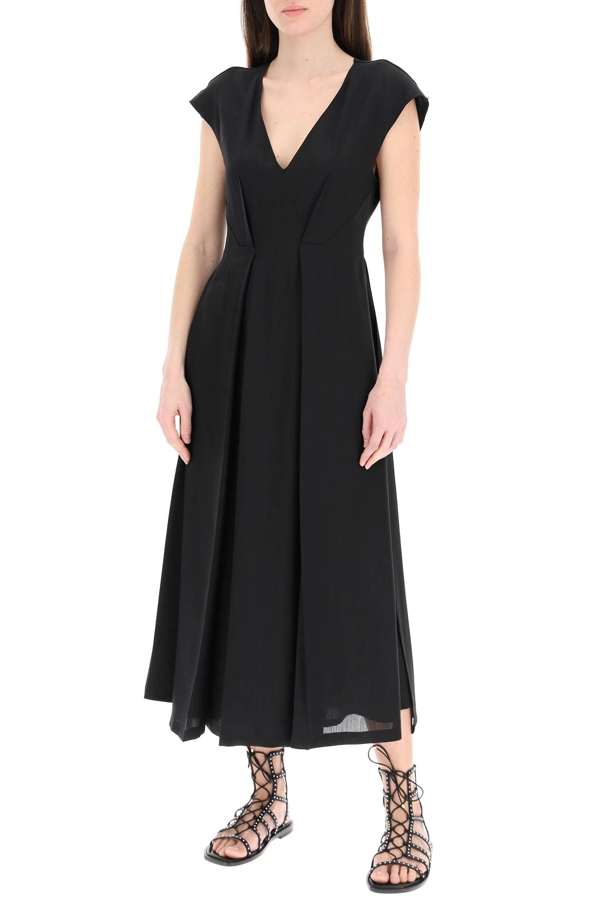 RAMIE AND VISCOSE MIDI DRESS - 2