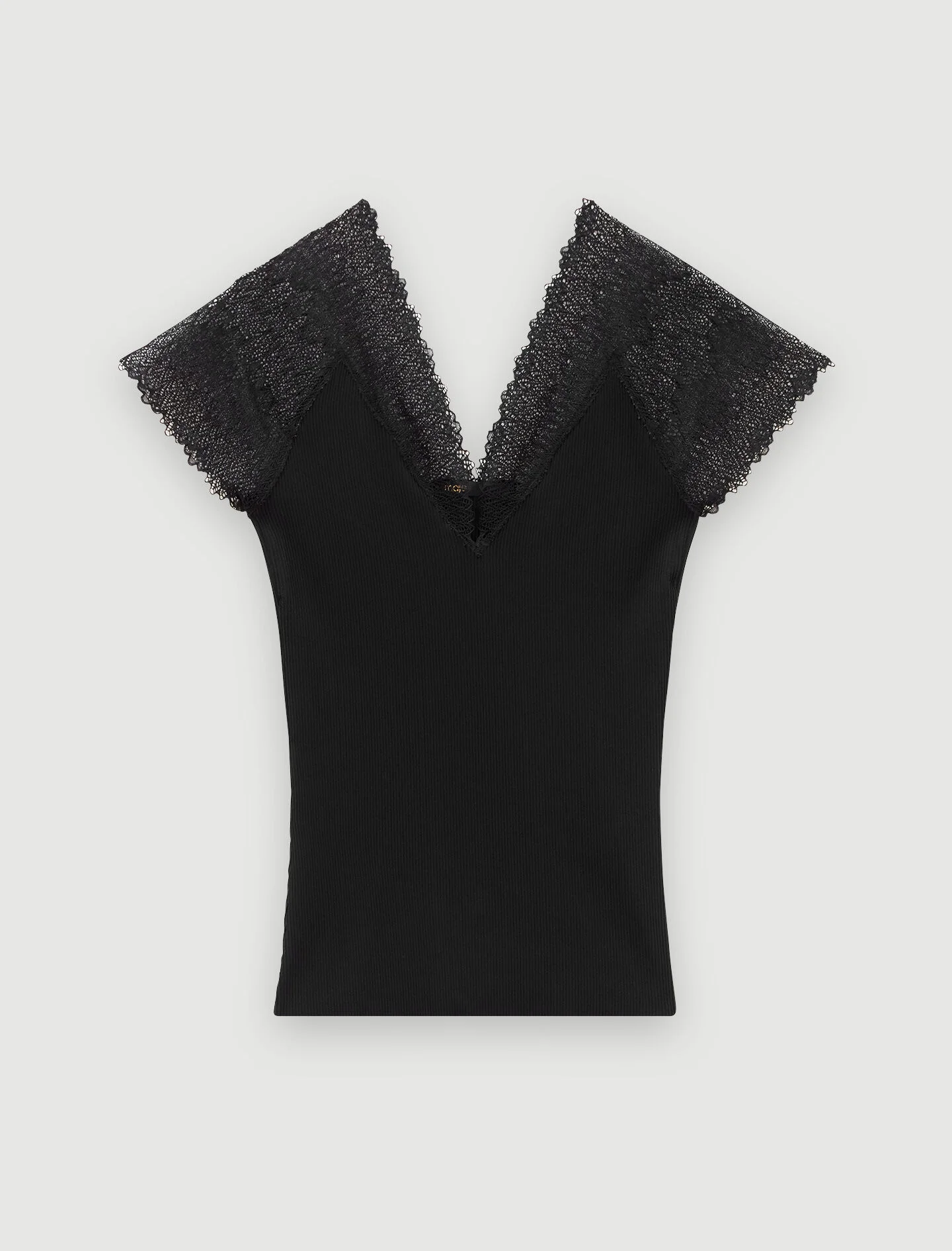 Jersey top with lace trim - 1
